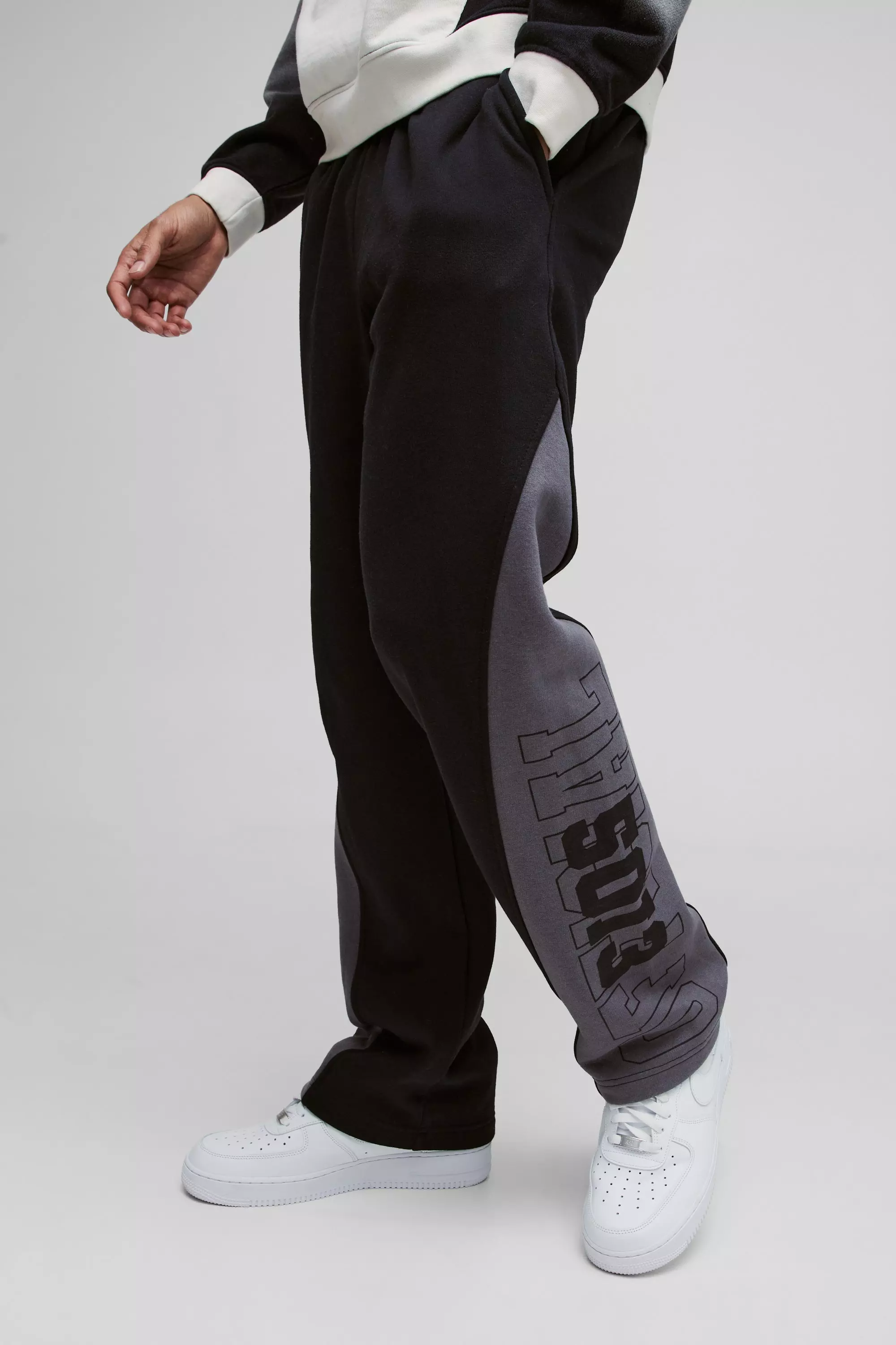 Relaxed Official Varsity High Gusset Sweatpants | boohooMAN USA