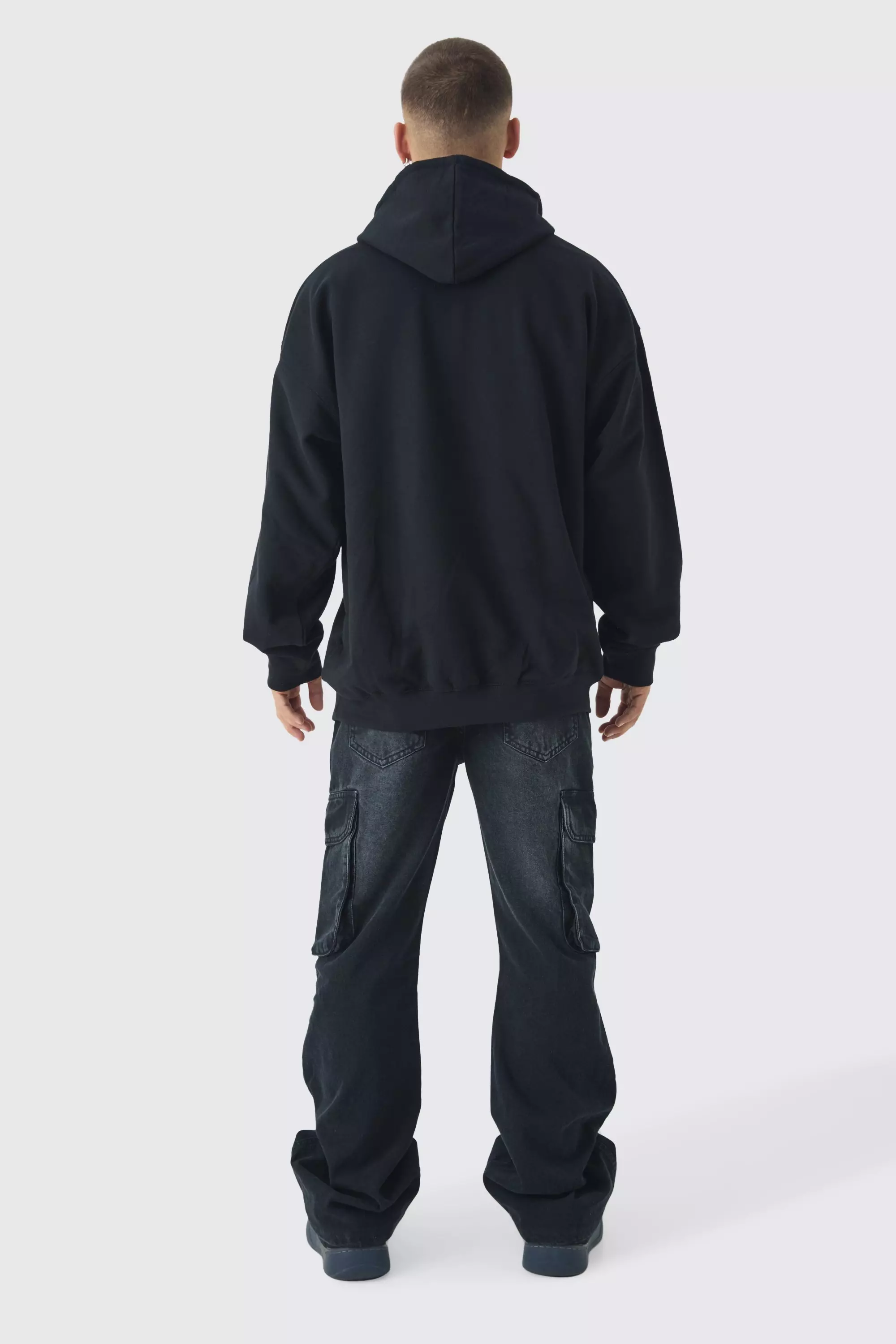 Relaxed Rigid Flare Cargo Denim Jeans | boohooMAN USA