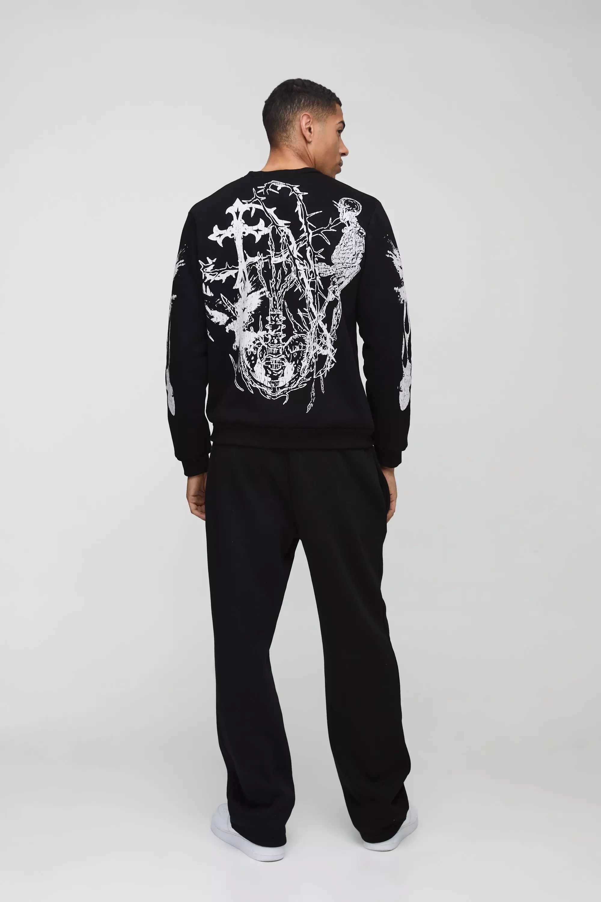 Black Grote Gothic Trui Met Crewneck alternatieve afbeelding