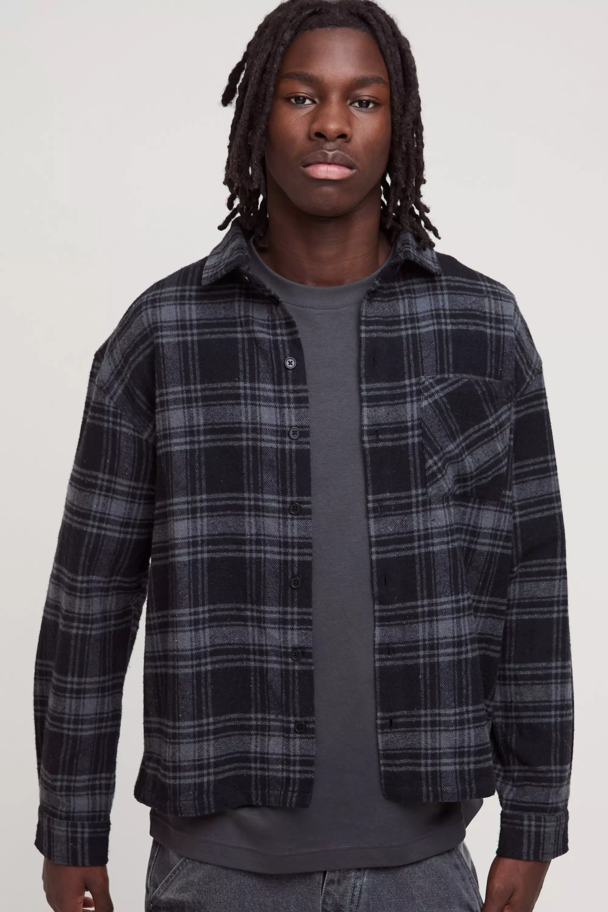 Sovracamicia Oversize Pesante A Quadri, Slate immagine alternativa