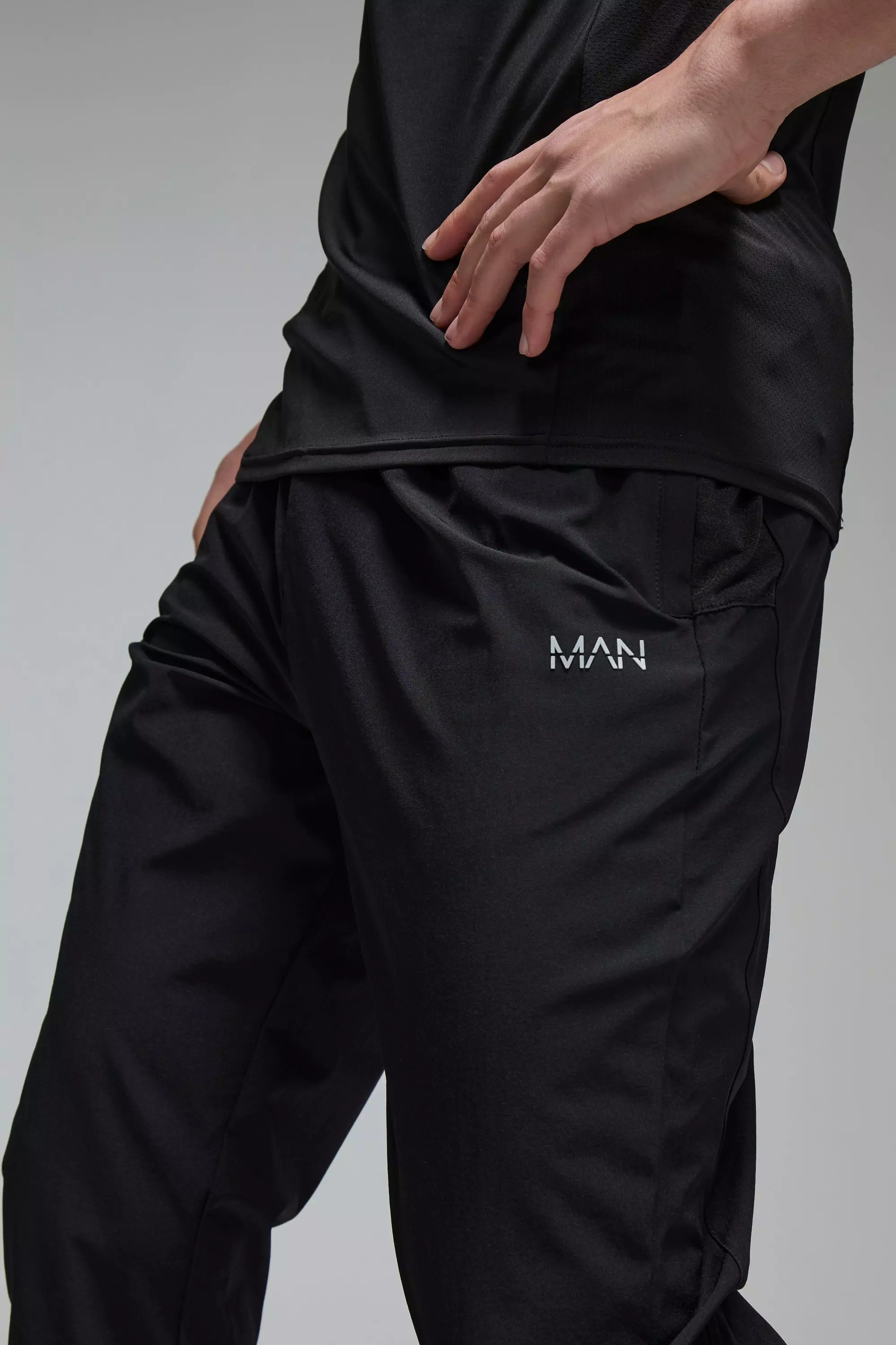 Man Active Stretch Woven Tapered Joggers | boohooMAN USA