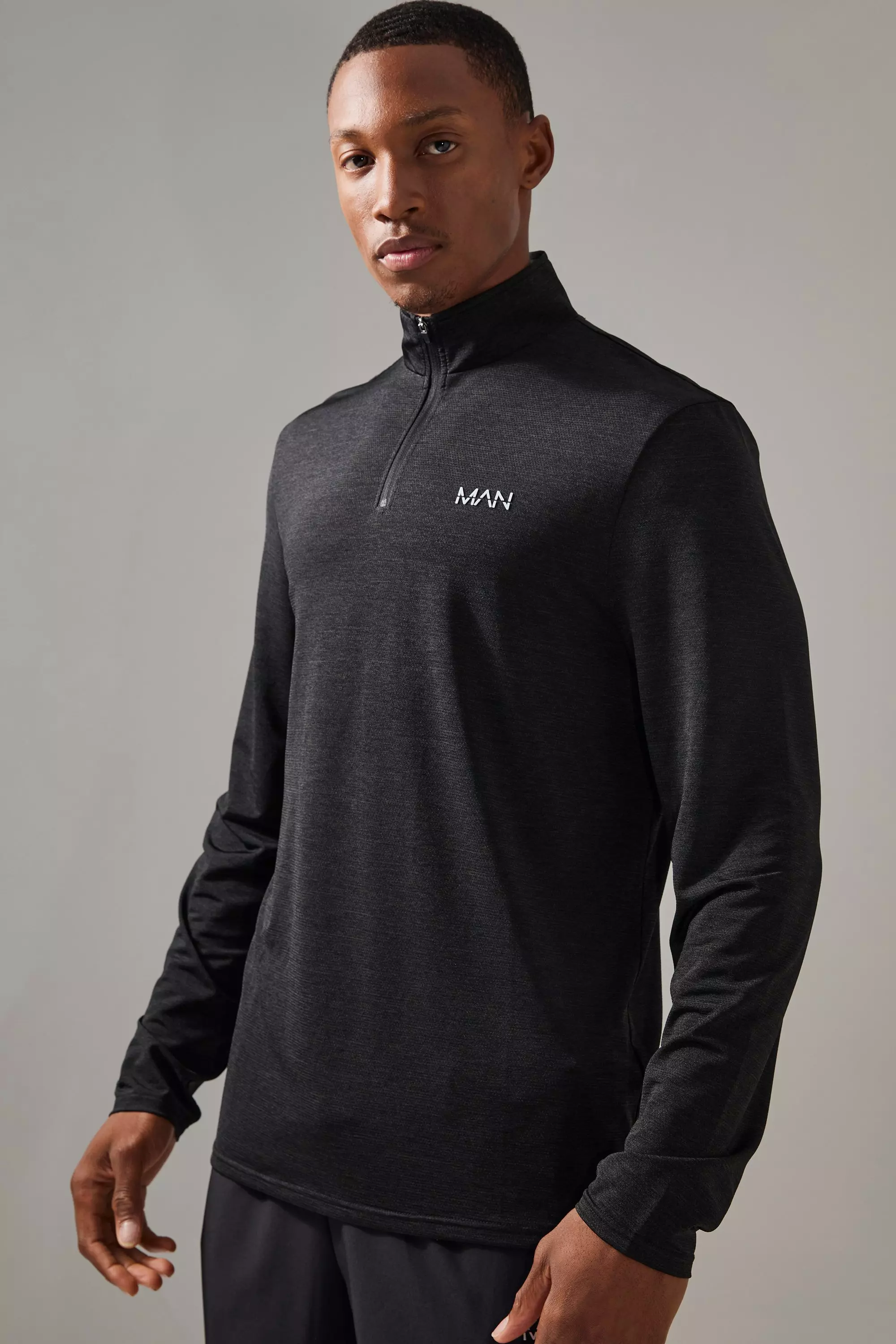 Black Man Active Ademende Mergel Top Met Korte Rits alternatieve afbeelding