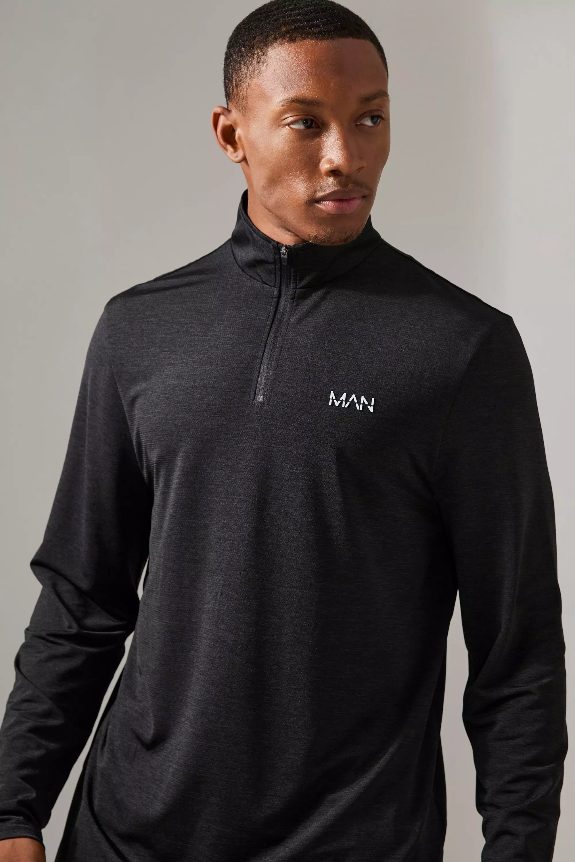 Black Man Active Ademende Mergel Top Met Korte Rits alternatieve afbeelding