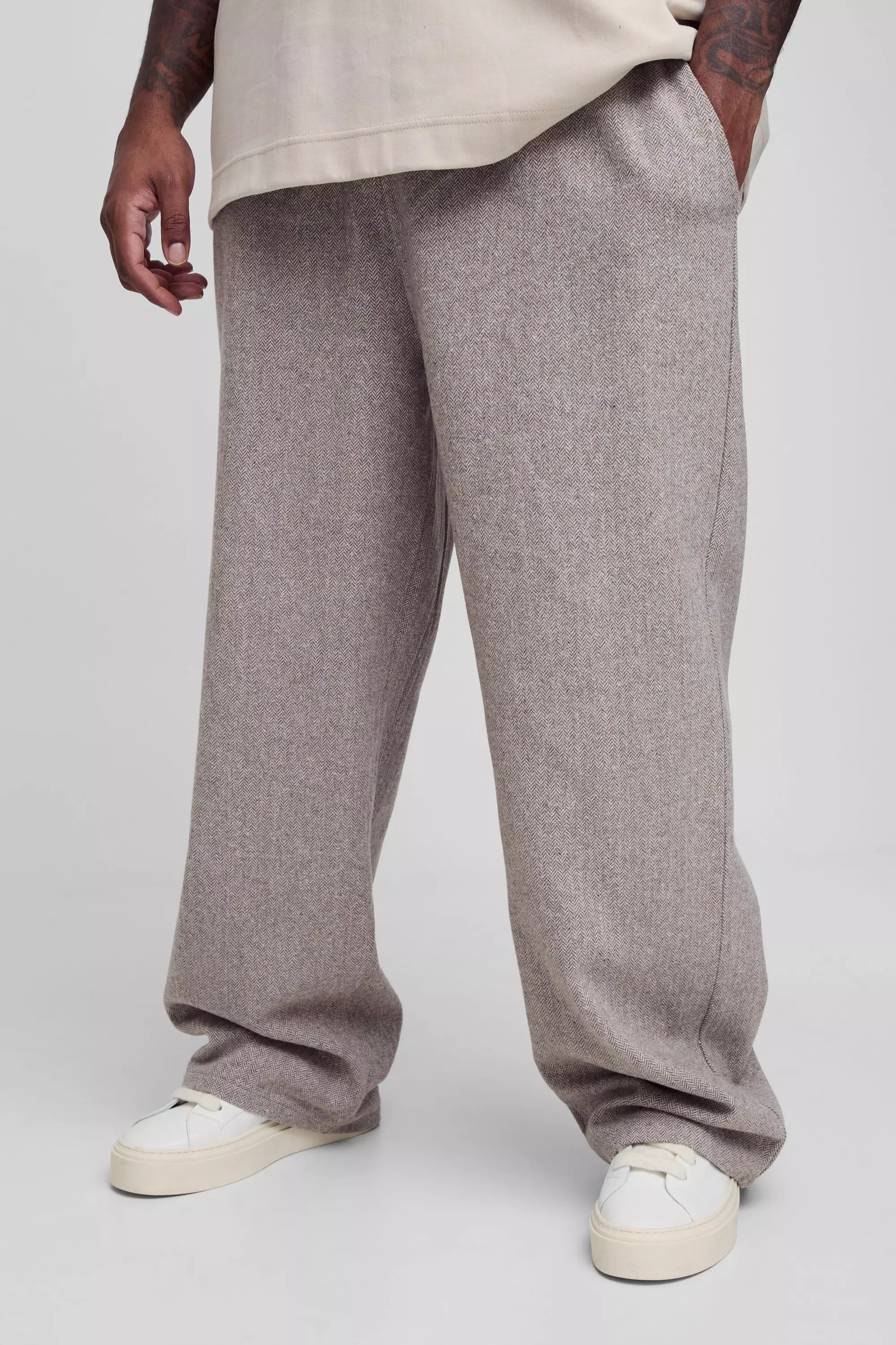 Plus lockere Hose mit Fischgräten-Print, Stone alternatives Bild