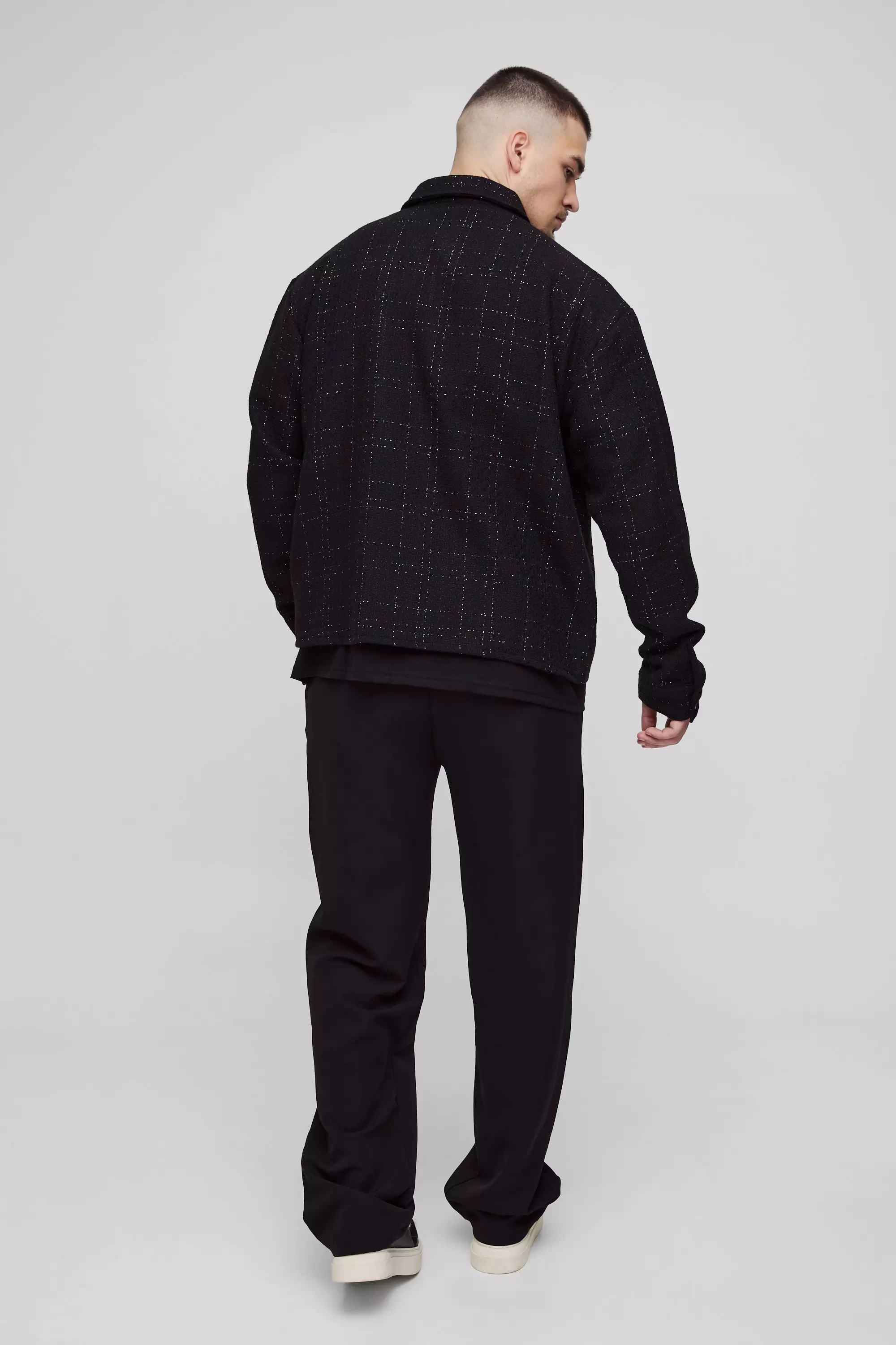Black Tall Oversized Bouclé Overhemd alternatieve afbeelding
