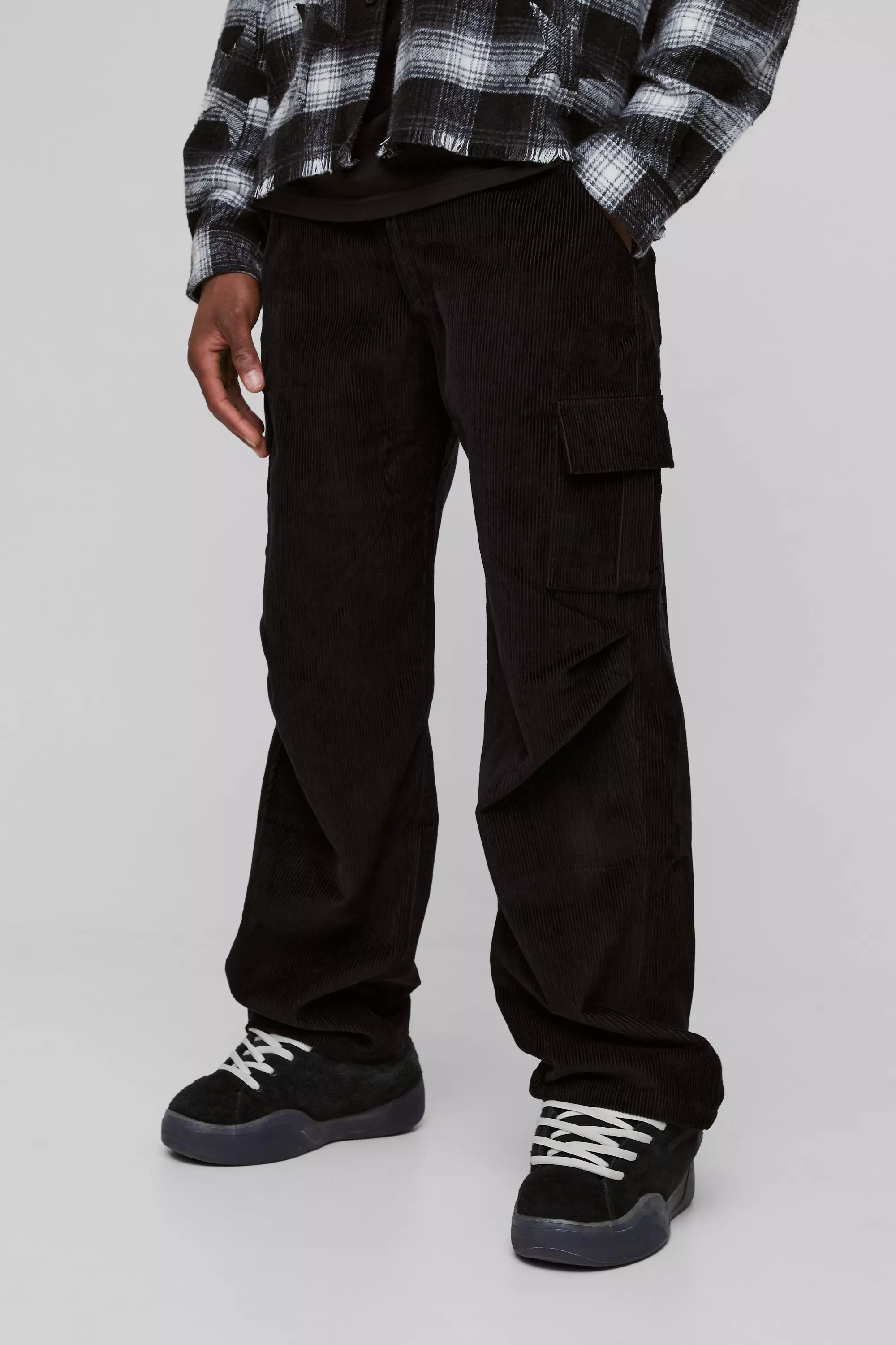 Black Relaxed Corduroy Cargo Pants alternative image