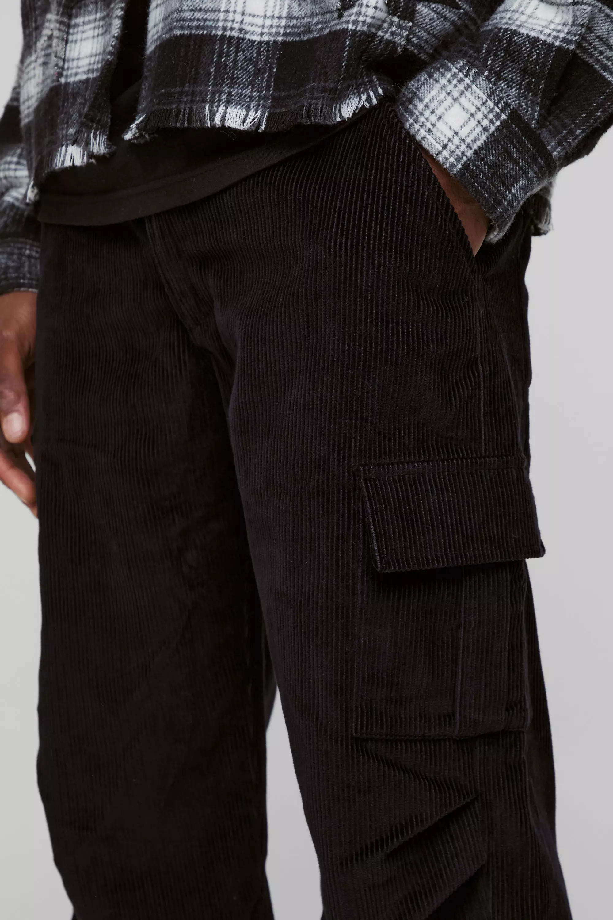 Black Relaxed Corduroy Cargo Pants alternative image