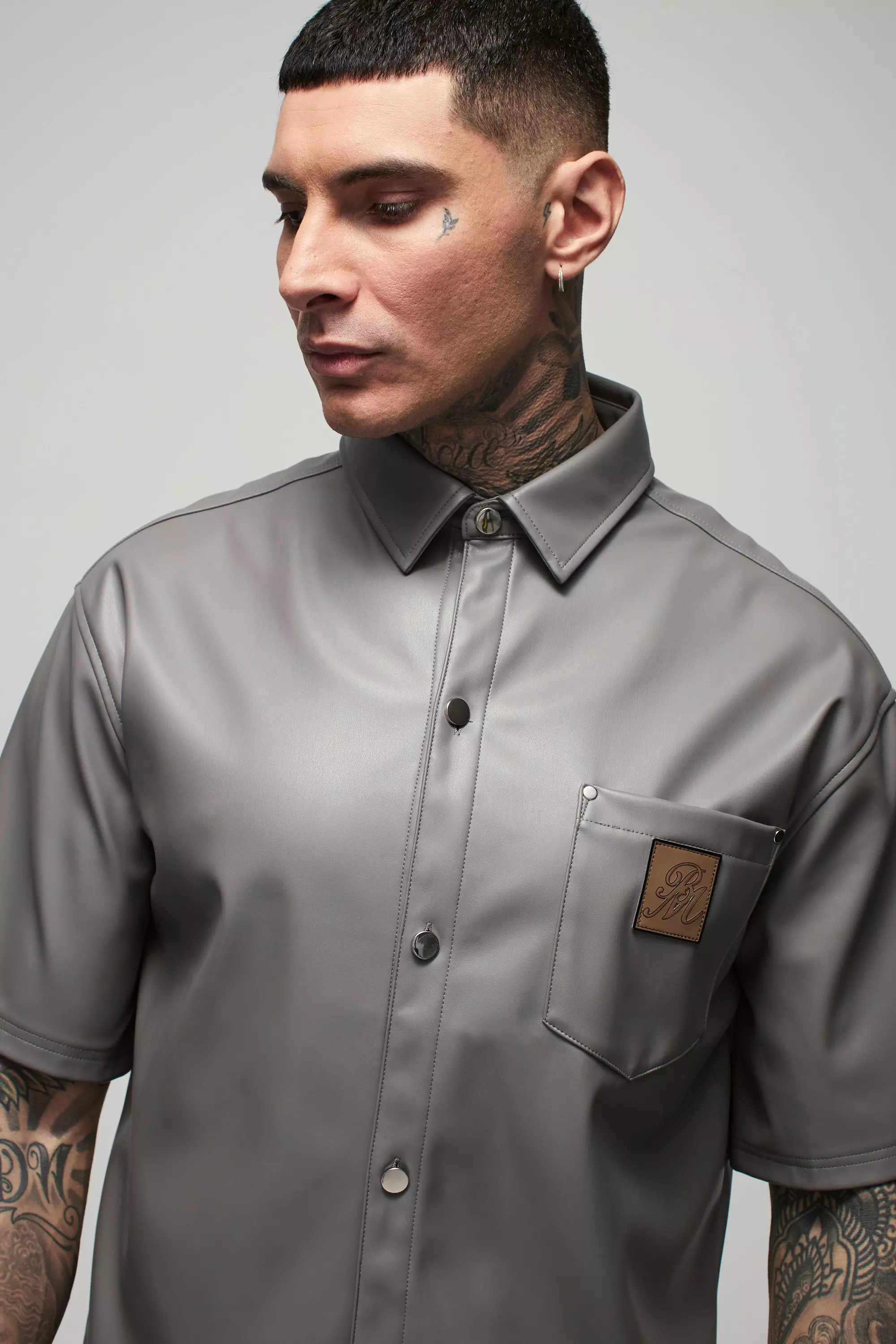 Tall - Chemise oversize synthétique, Grey autre image