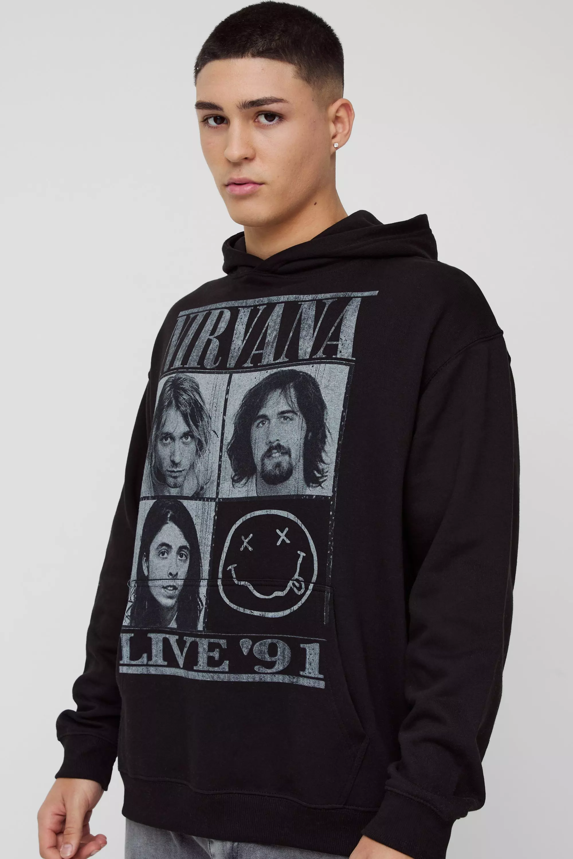 Oversized Nirvana License Hoodie Black