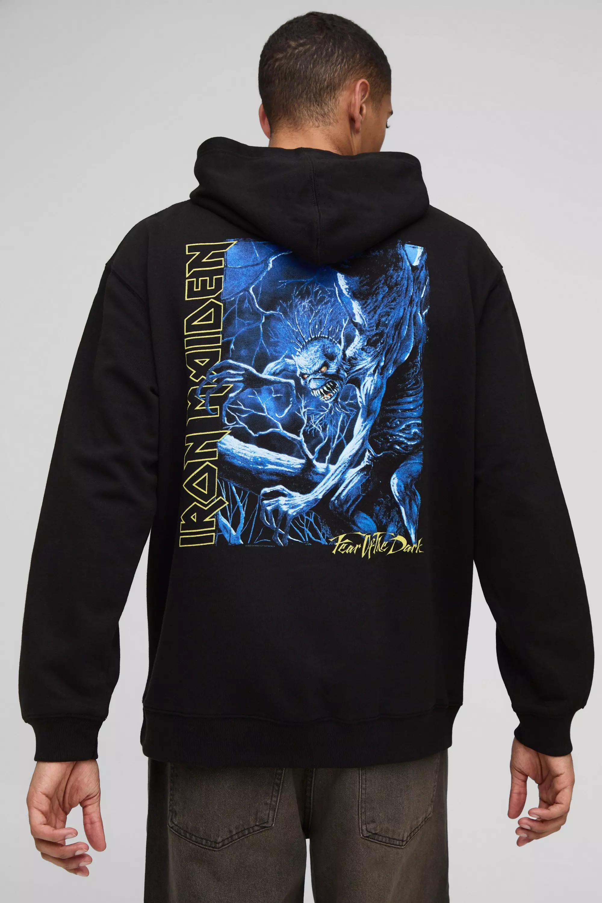 Oversized Iron Maiden License Hoodie Black