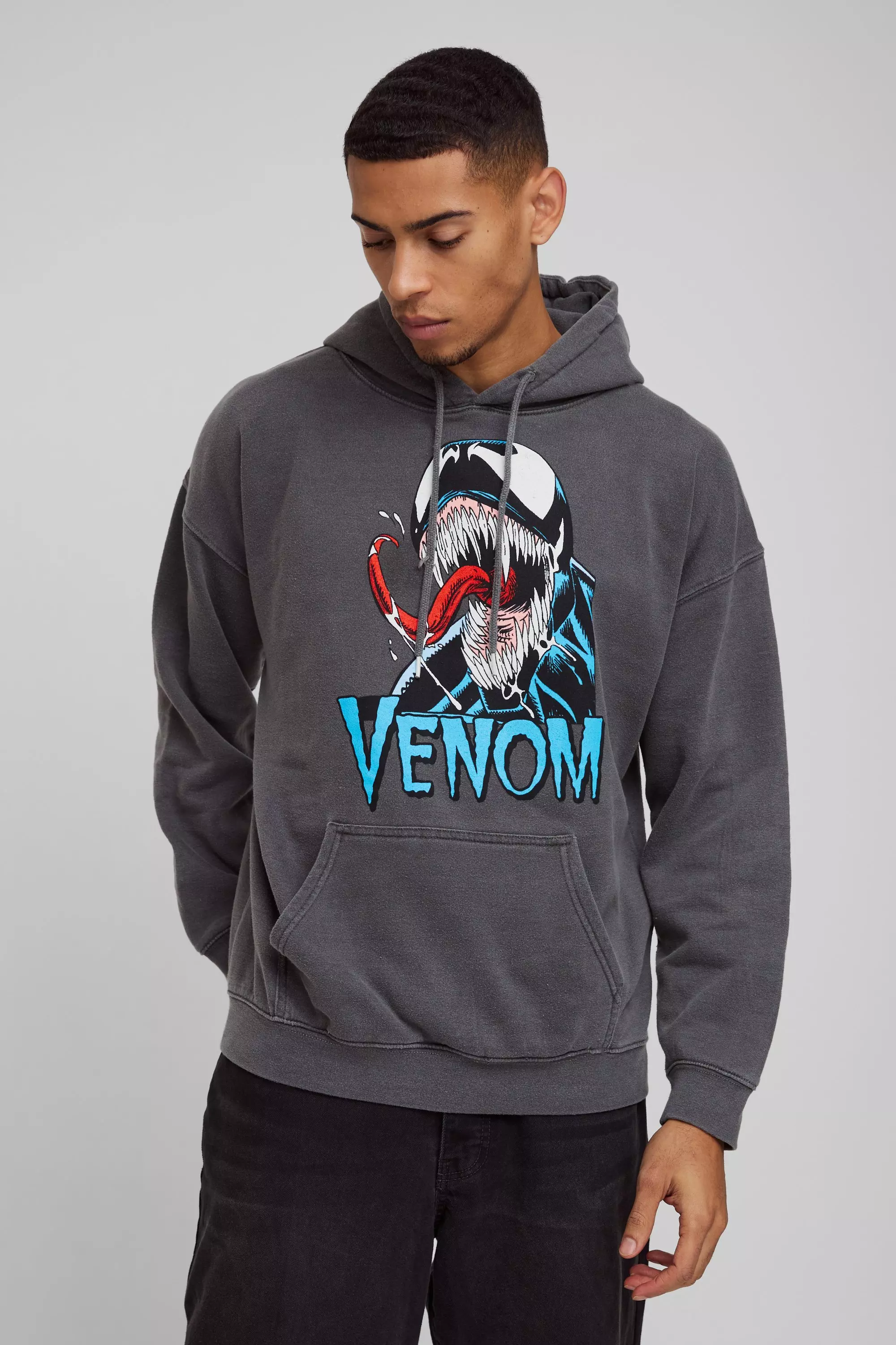 Charcoal Oversized Marvel Venom Wash License Hoodie alternative image