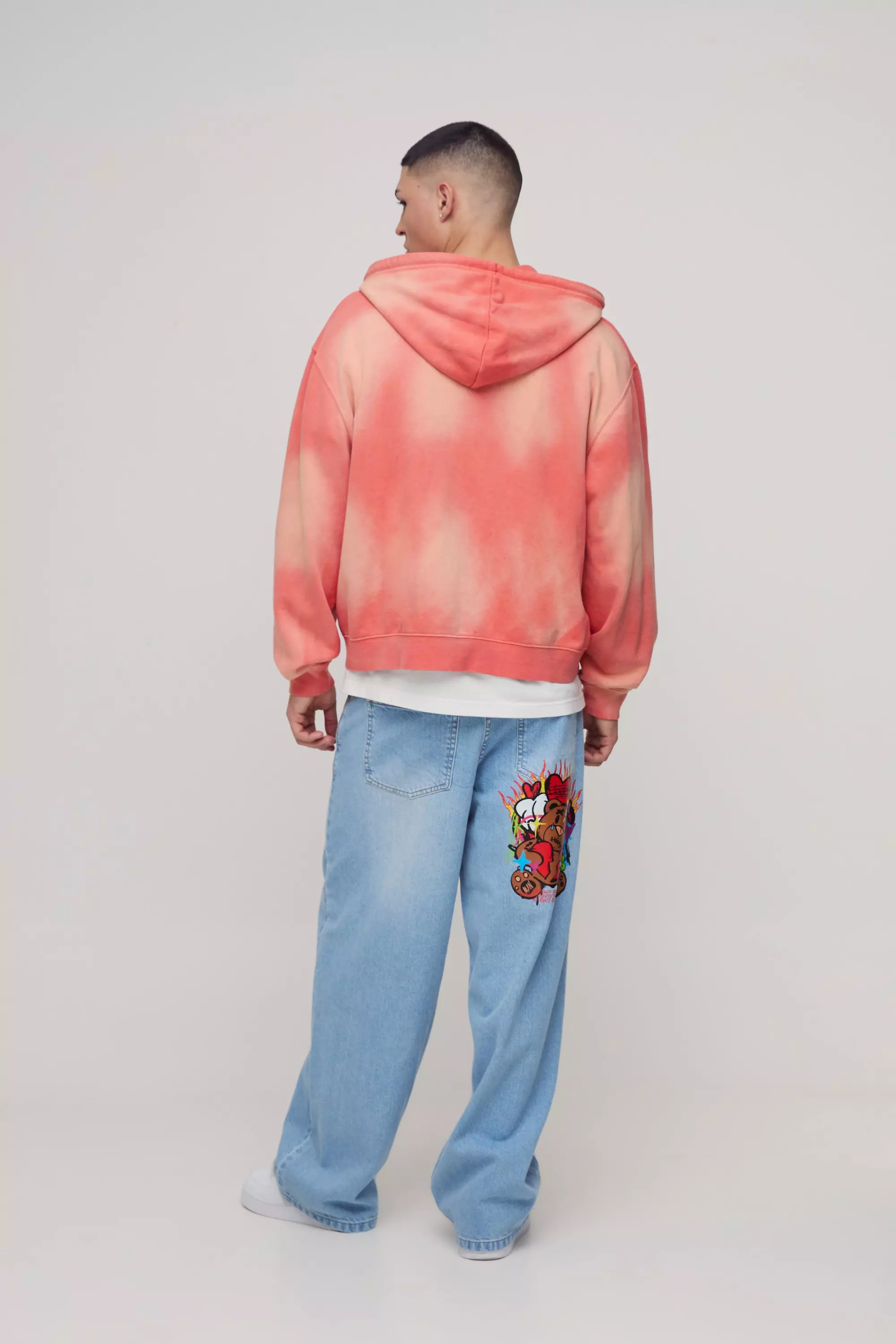 Light blue Baggy Rigid Applique Denim Jeans alternative image