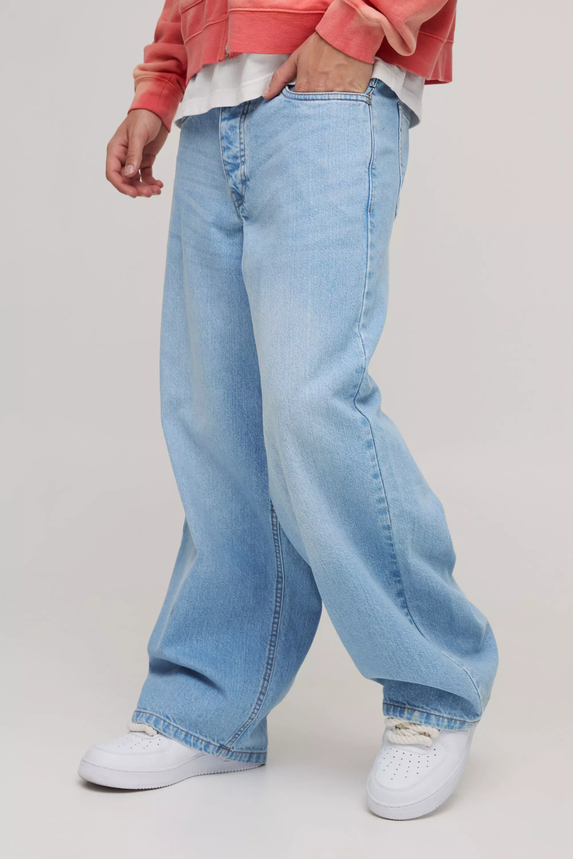 Light blue Baggy Rigid Applique Denim Jeans alternative image