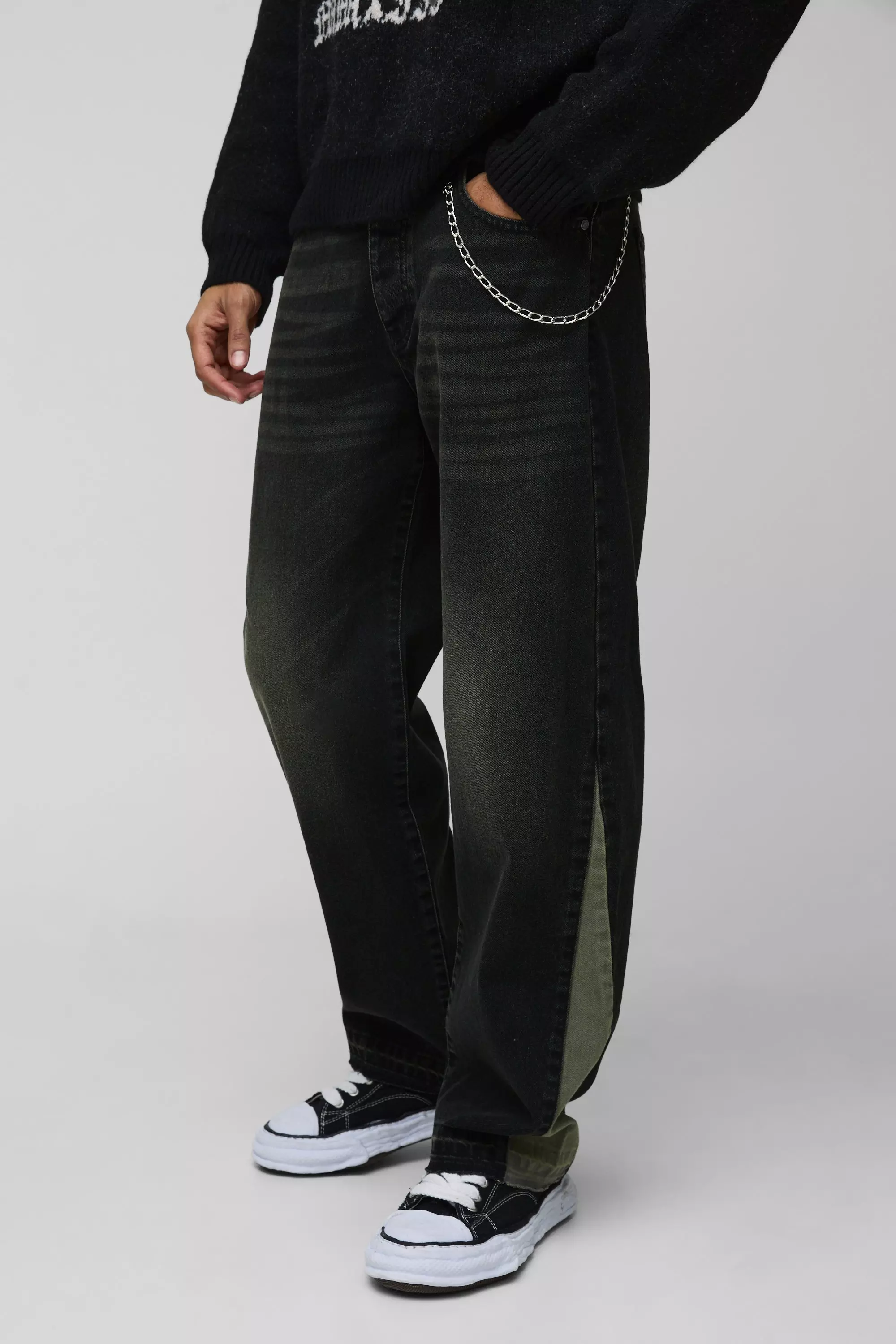 Petrol Relaxed Rigid Chain Detail Gusset Denim Jeans alternative image