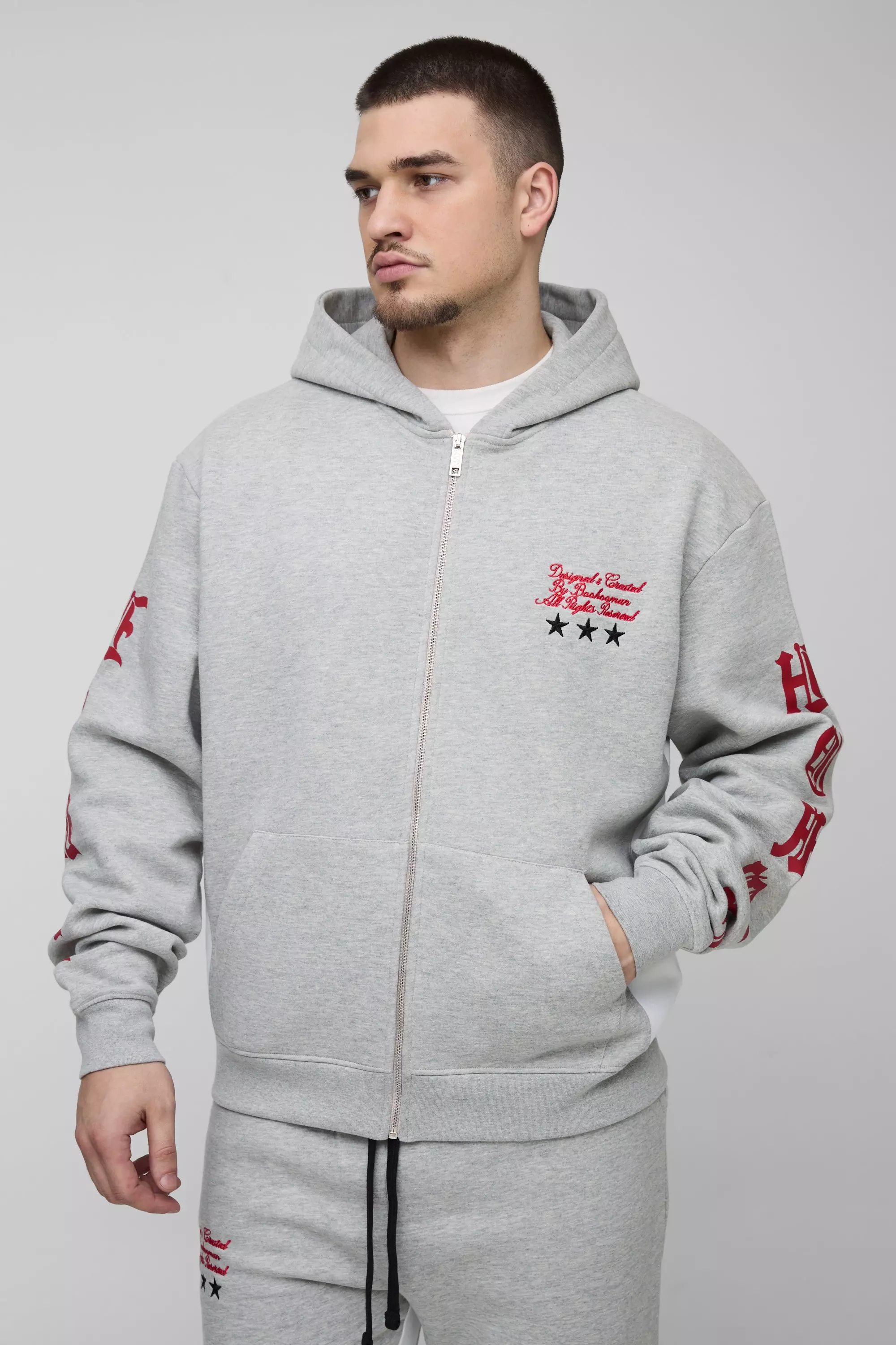 Tall Oversized Boxy Zip Up Homme Hoodie boohooMAN USA
