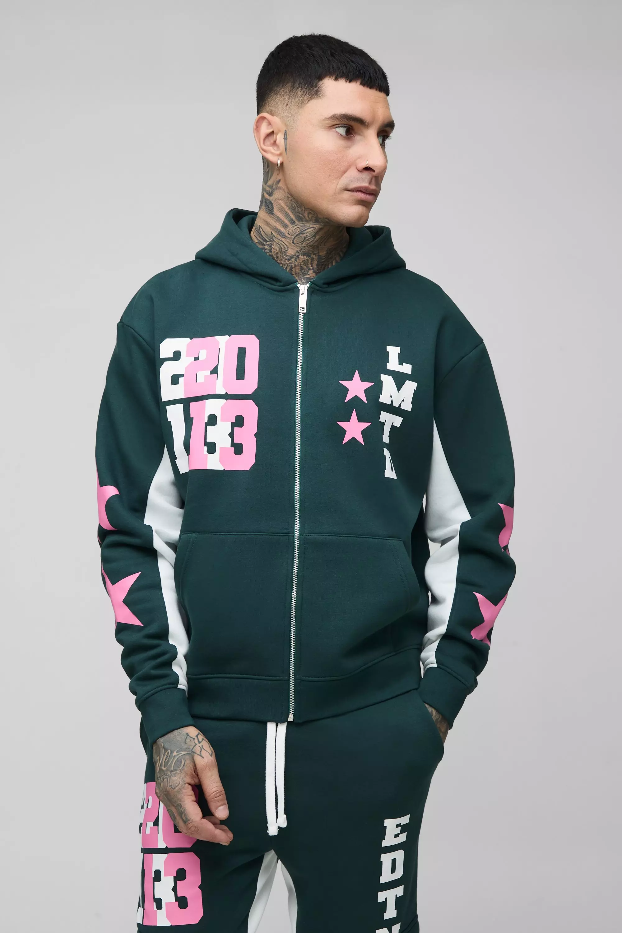 Tall Oversized Boxy Zip Up Limited Hoodie boohooMAN