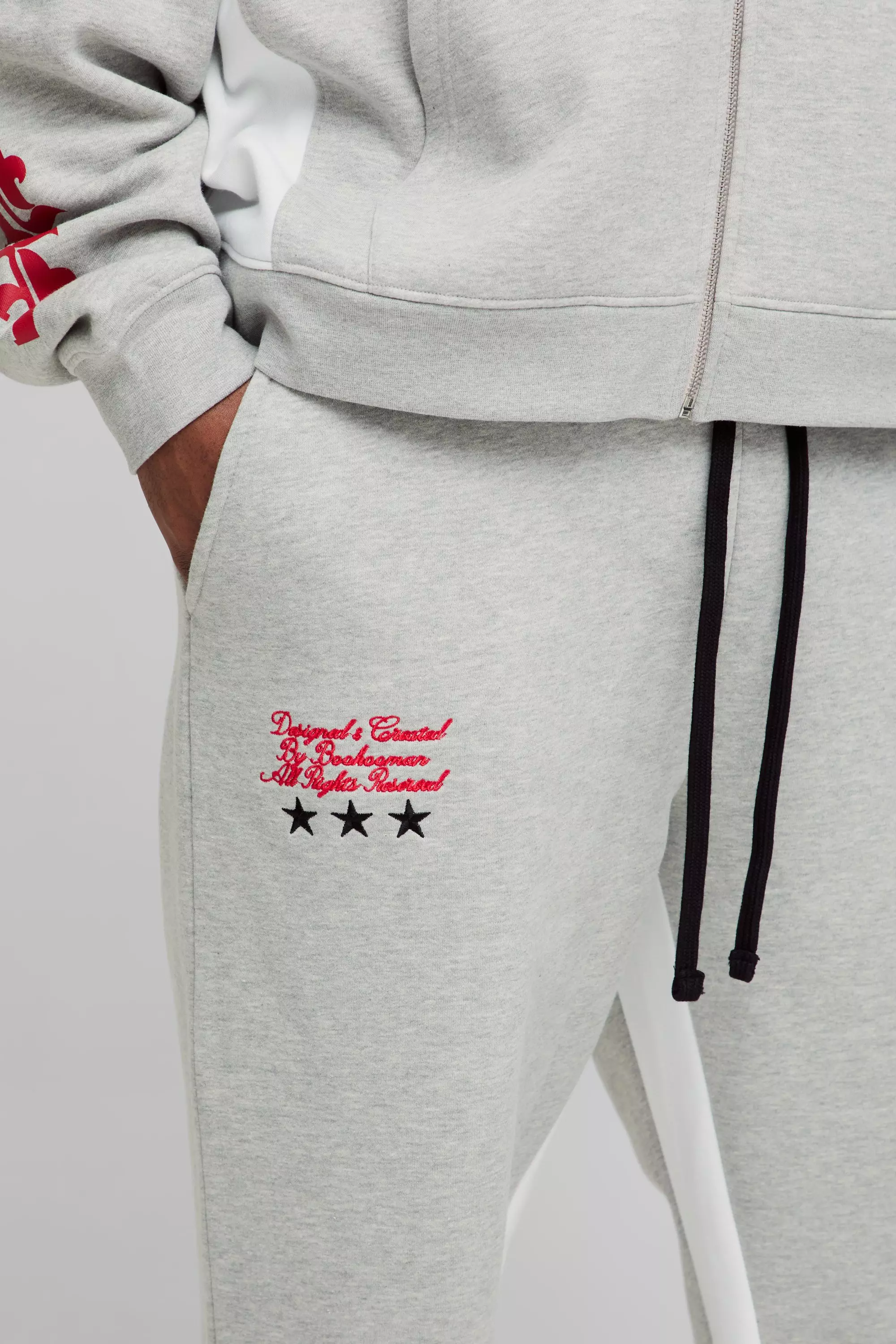 Grey Plus Slim Stacked Homme Gusset Sweatpants alternative image
