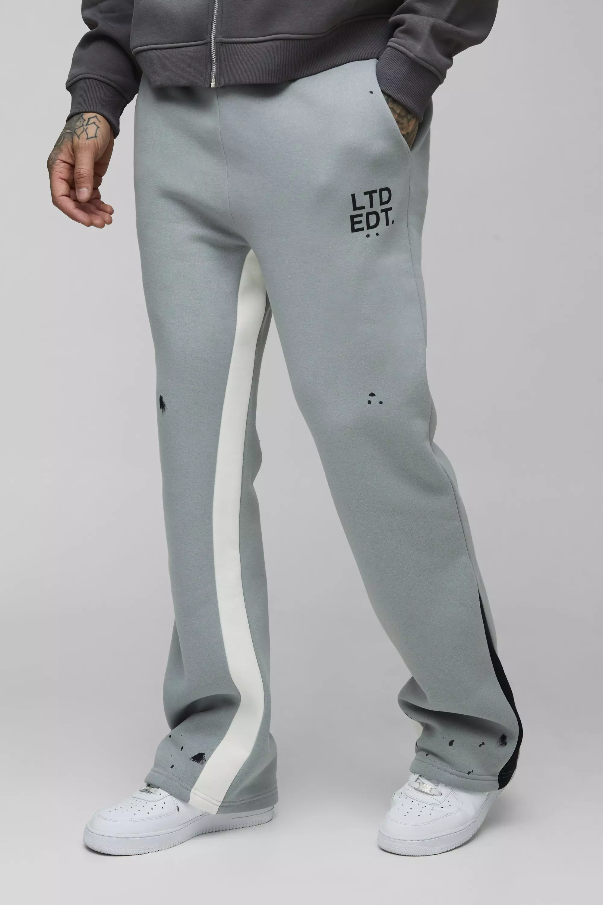 Tall Regular Fit Ltd Edt Paint Splatter Gusset Sweatpants boohooMAN USA