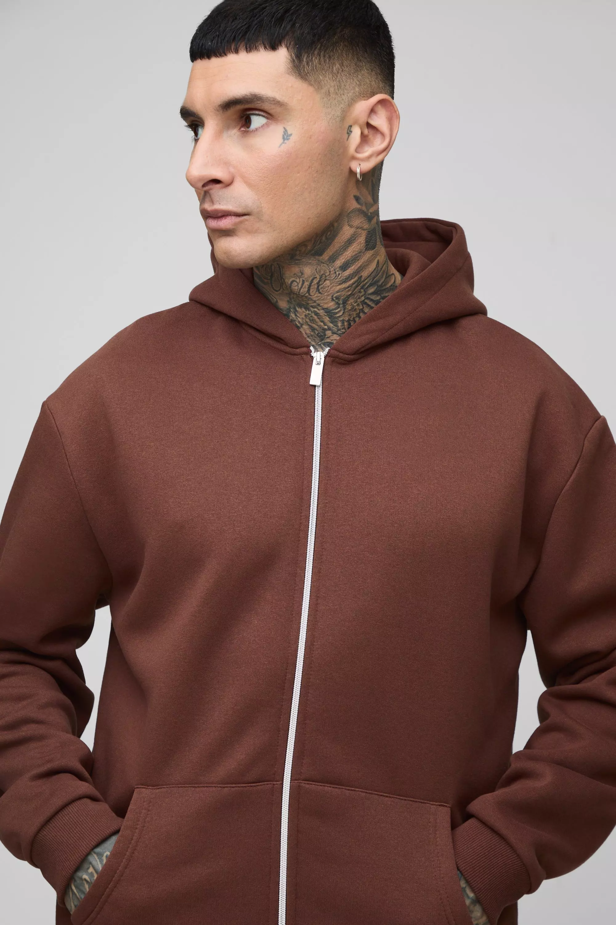 Tall Oversize Official Hoodie mit Reißverschluss, Chocolate alternatives Bild