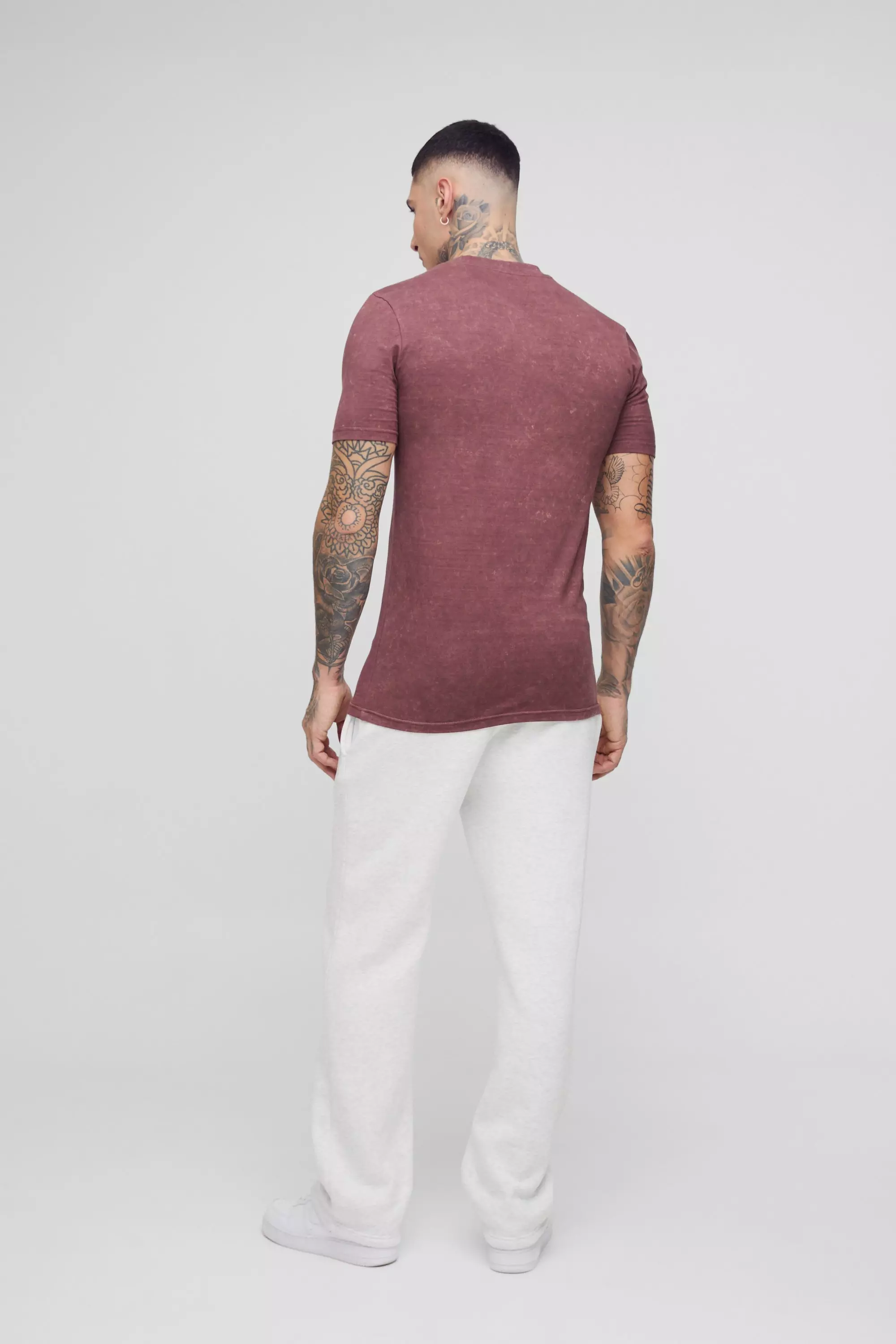 Tall Washed Muscle Fit T-shirt in Chocolate alternative image
