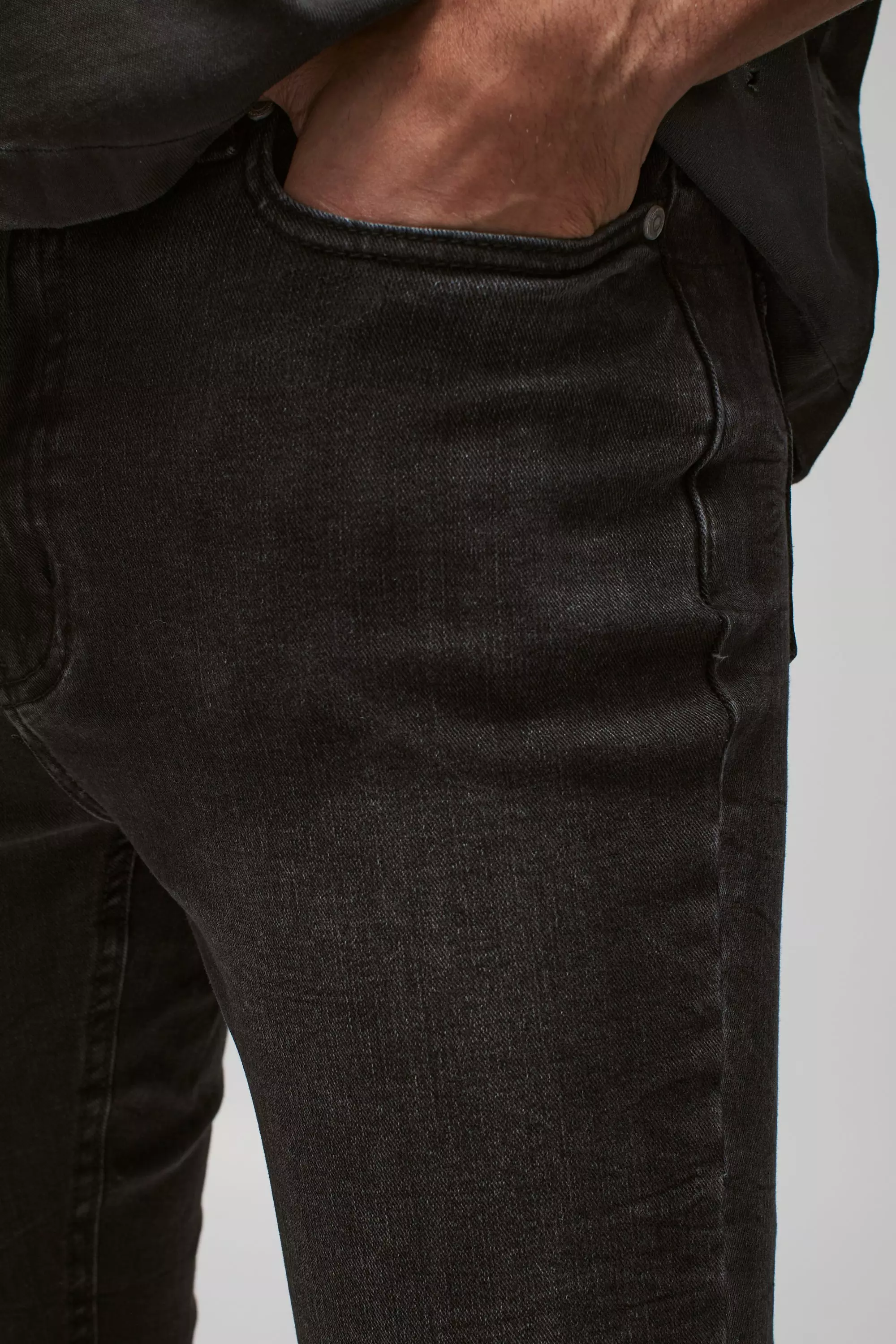 Charcoal Skinny Stretch Stacked Washed Jeans alternative image