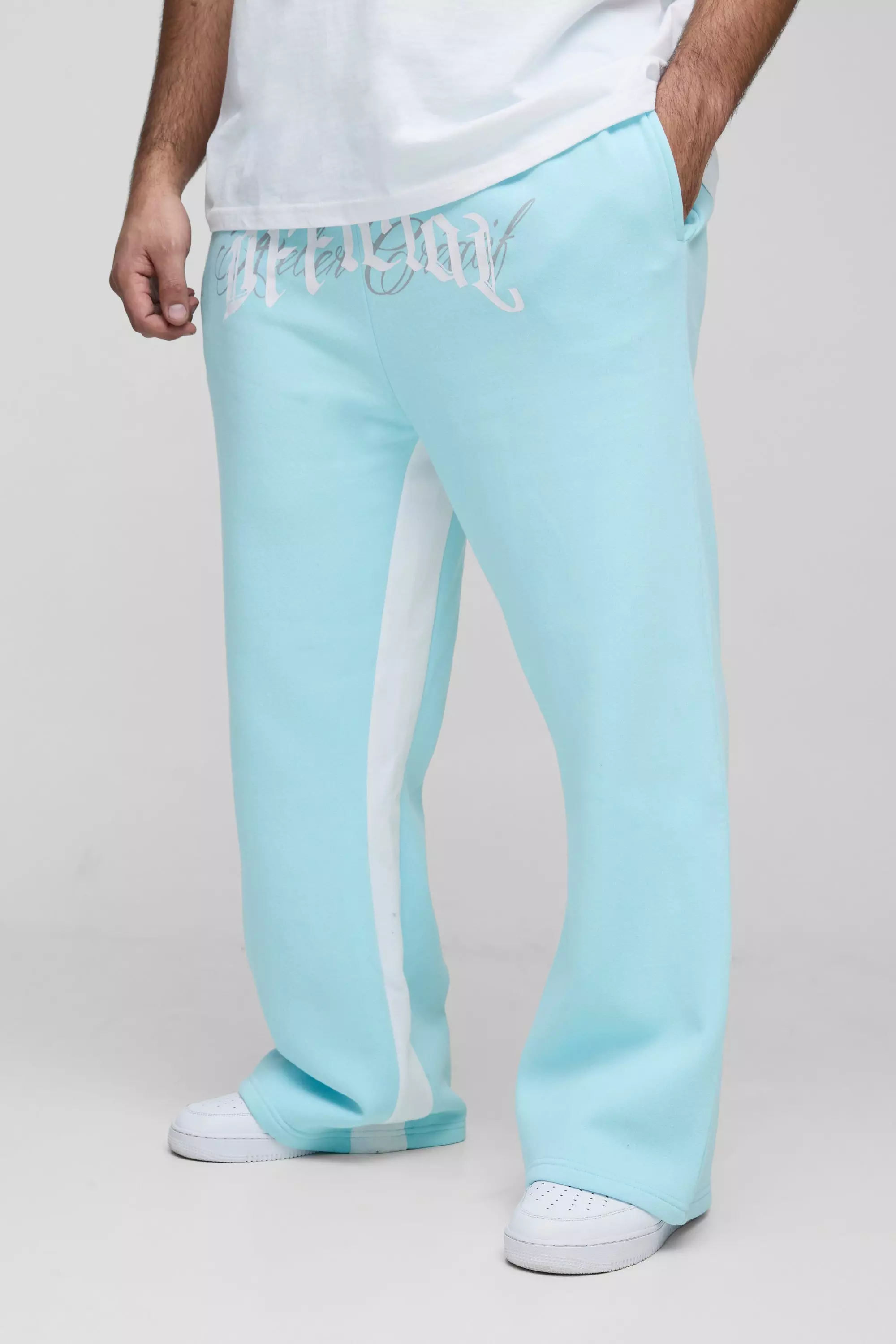 Light blue Plus Official Embroidery Relaxed Flare Joggers alternative image