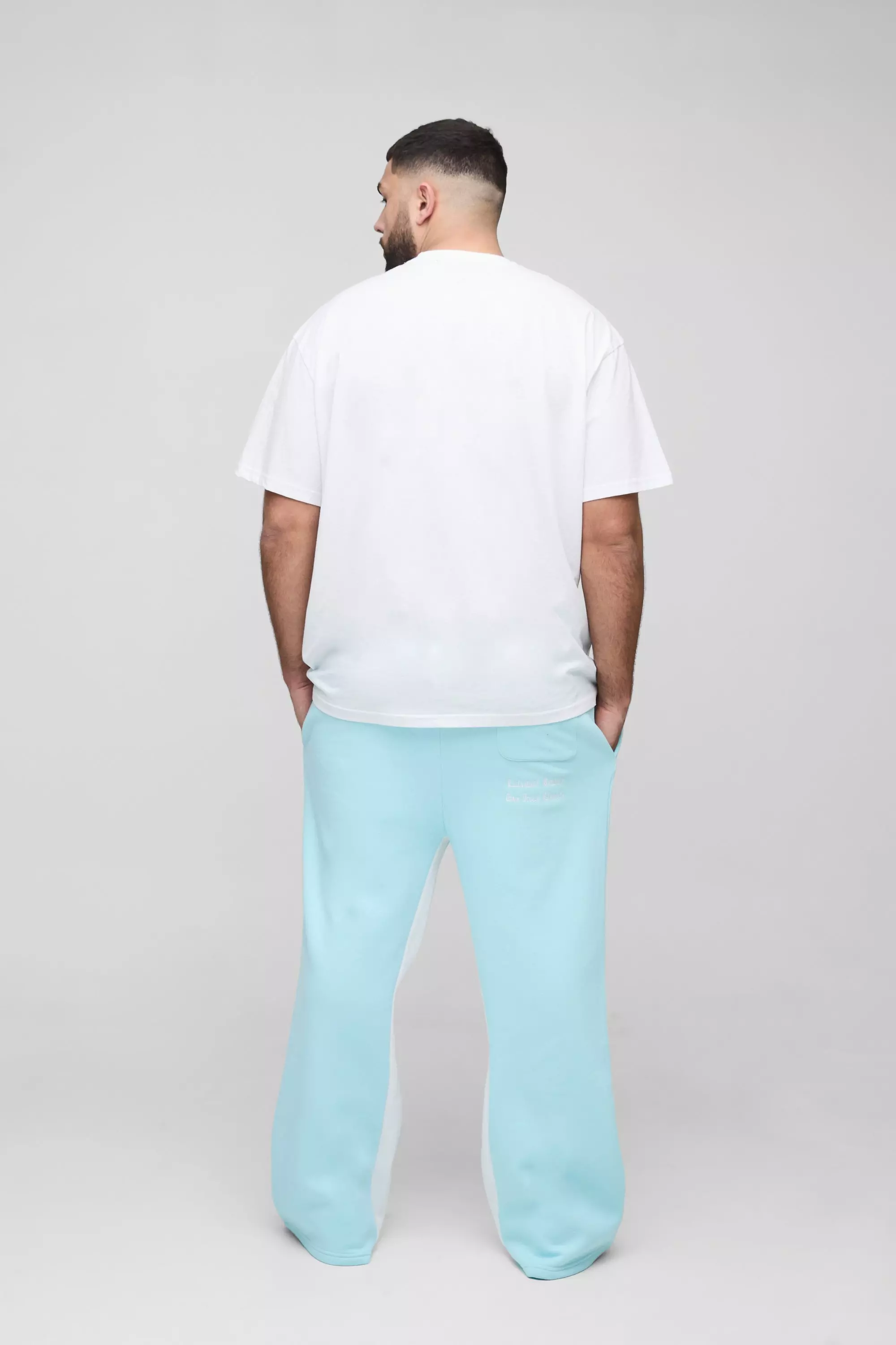 Light blue Plus Official Embroidery Relaxed Flare Joggers alternative image