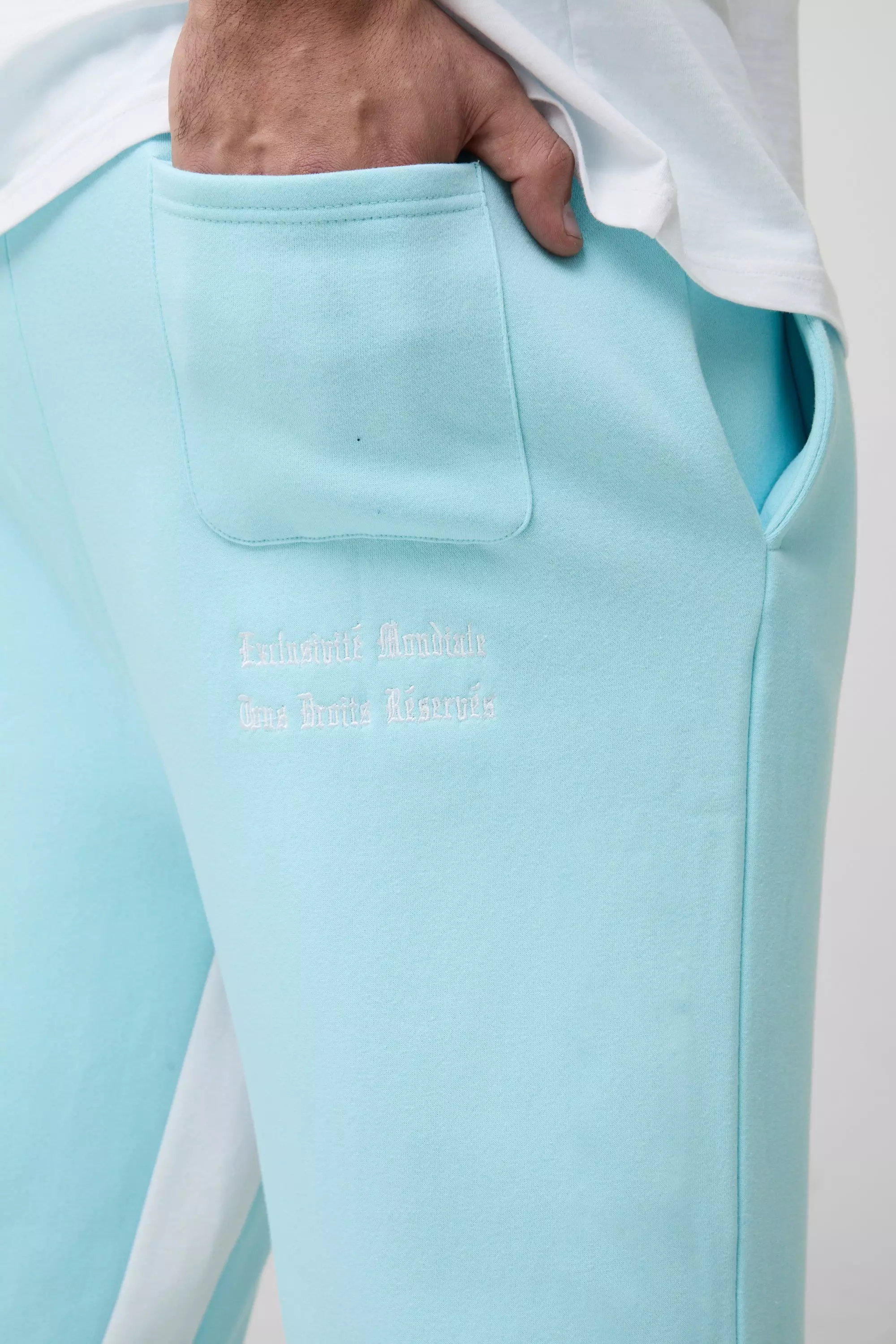 Light blue Plus Official Embroidery Relaxed Flare Joggers alternative image