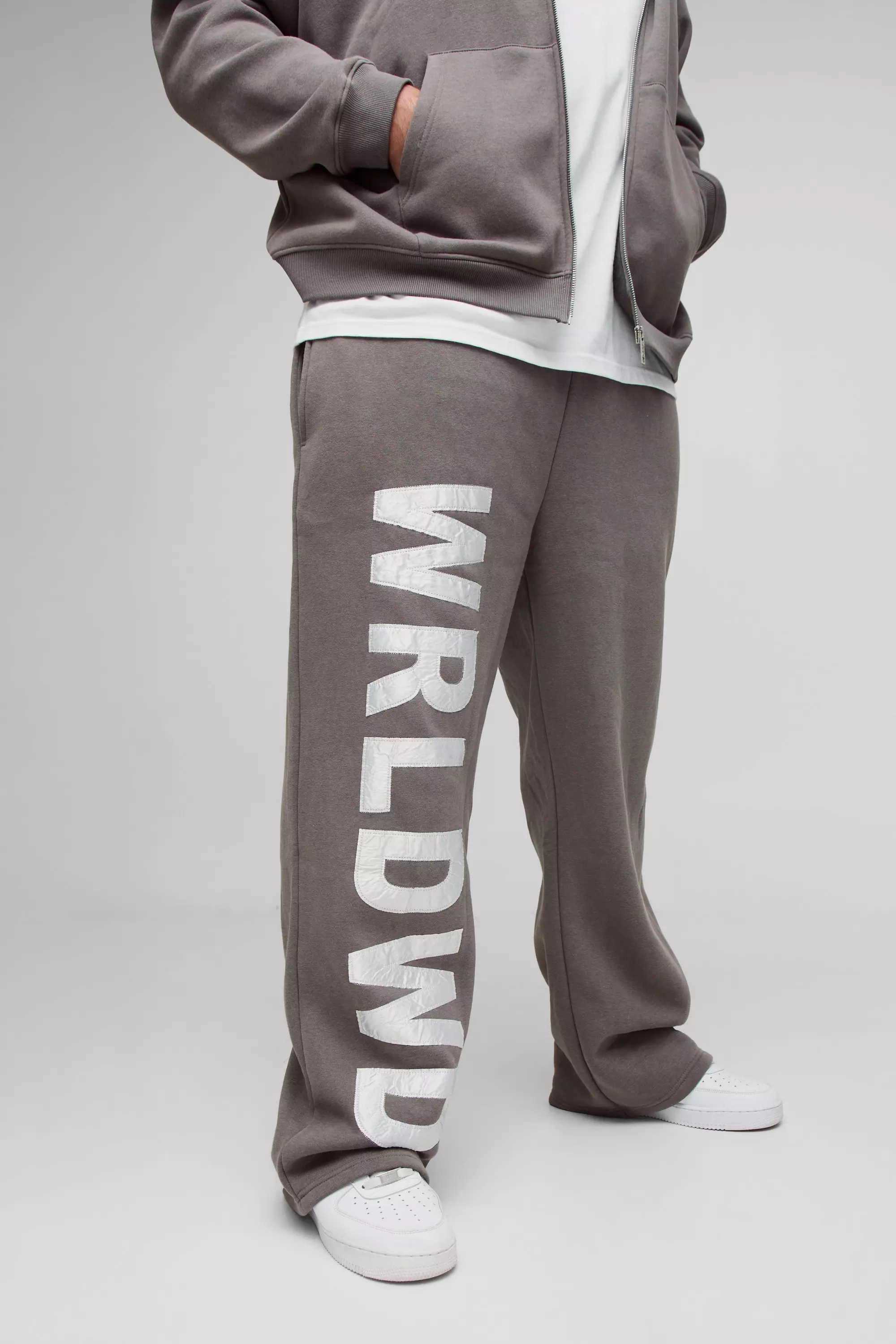 Charcoal Plus Relaxed Satin Applique WRLDWD Joggers alternative image