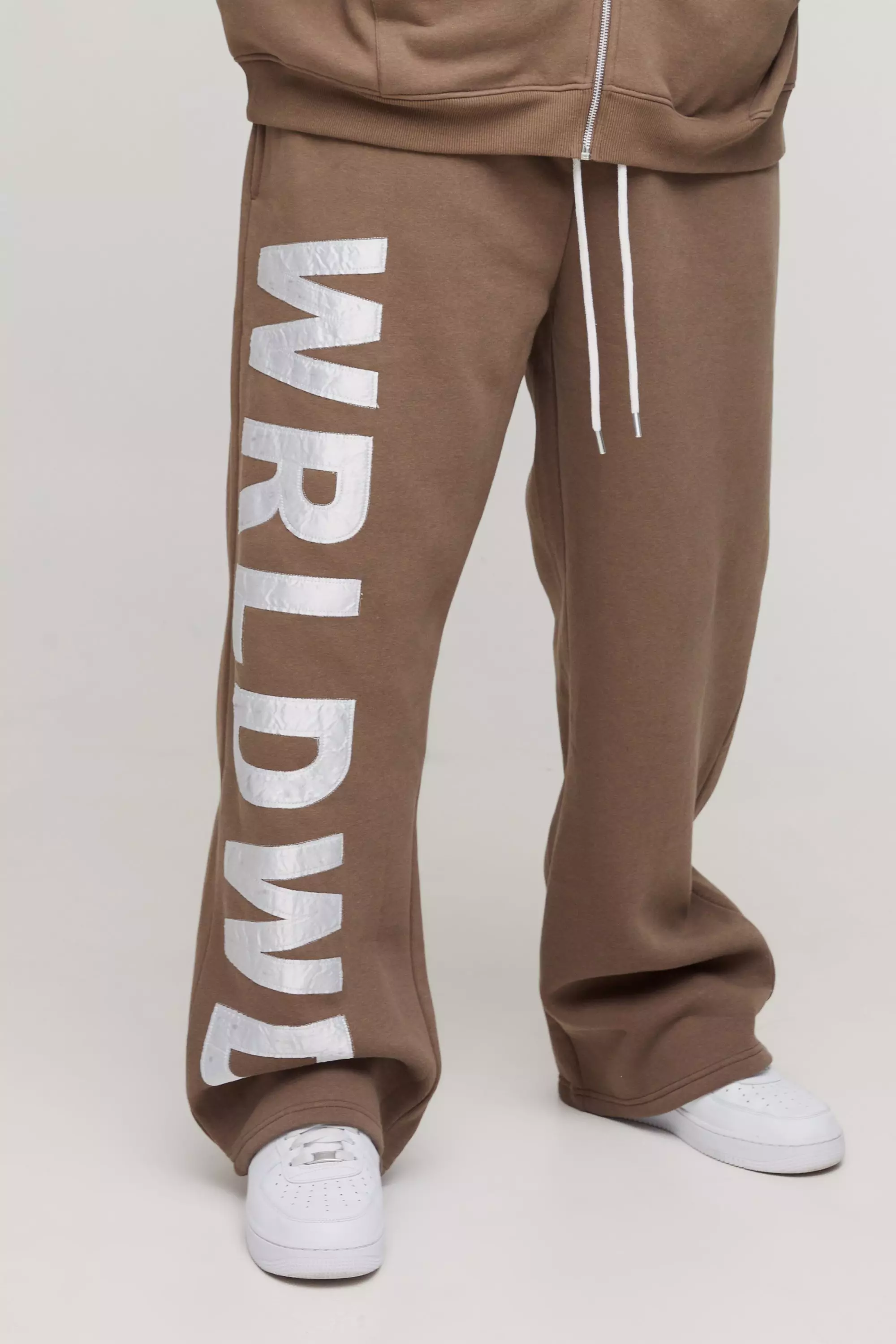 Brown Plus Relaxed Satin Applique WRLDWD Joggers alternative image