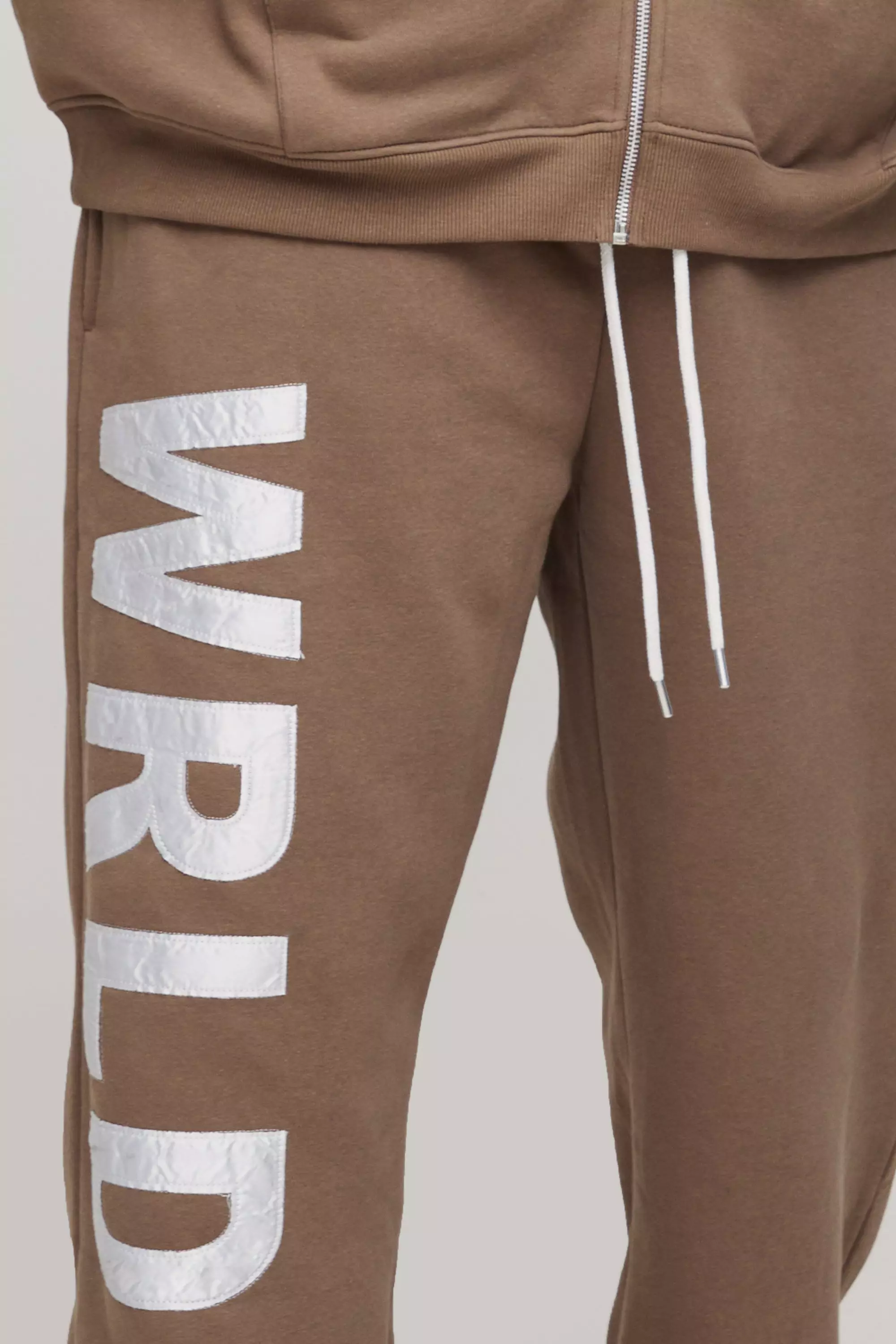 Brown Plus Relaxed Satin Applique WRLDWD Joggers alternative image