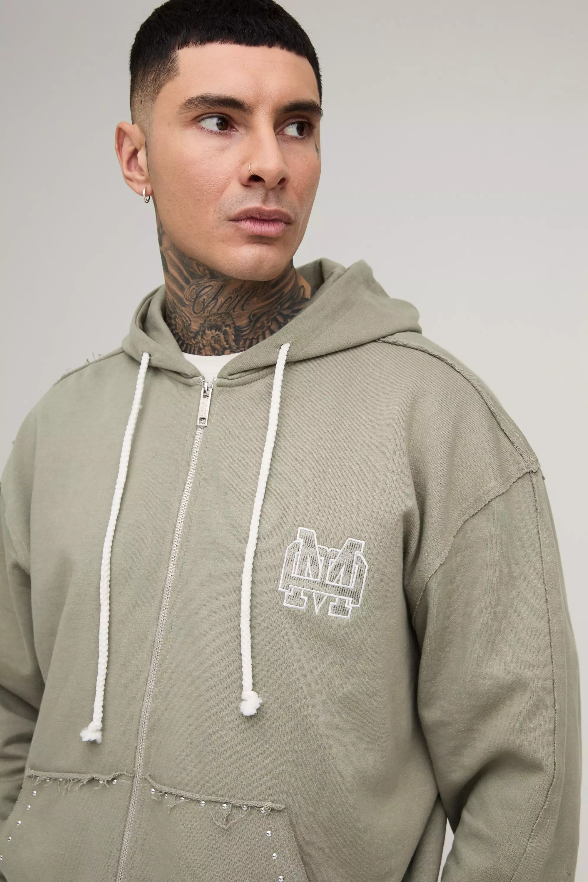 Tall - Survêtement oversize zippé, Stone autre image
