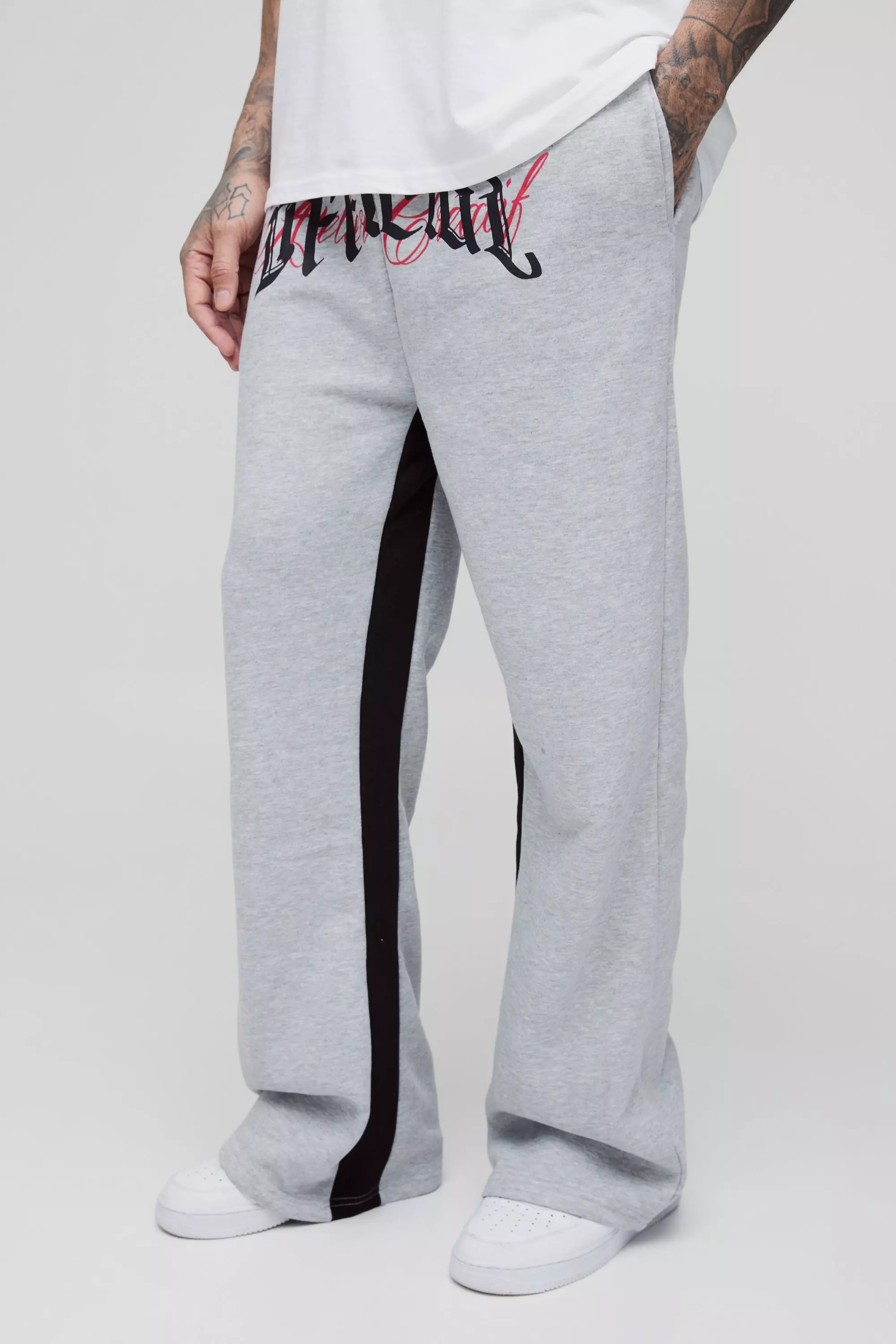 Grey marl Tall Official Embroidery Relaxed Flare Joggers alternative image
