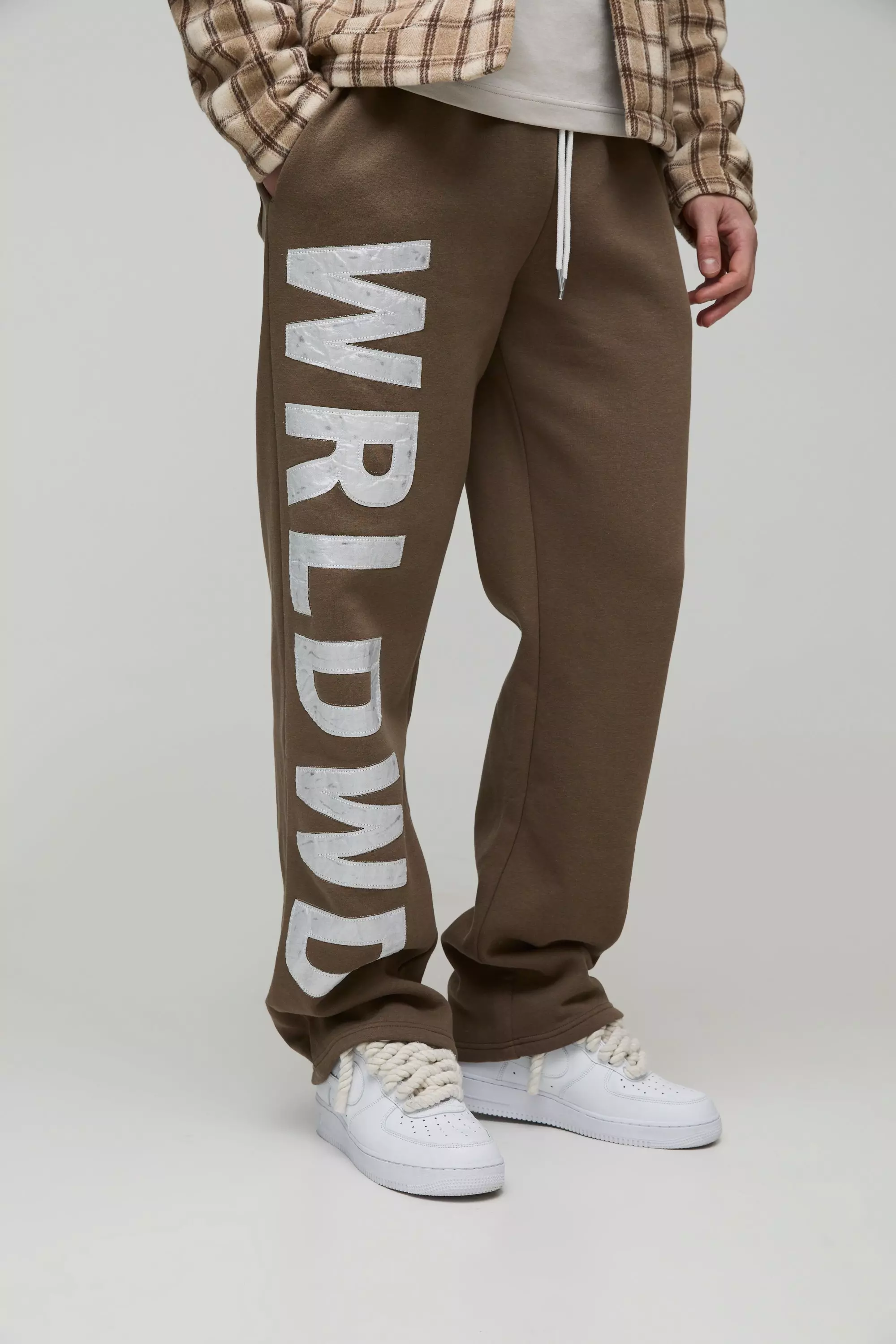 Brown Tall Relaxed Satin Applique WRLDWD Joggers alternative image