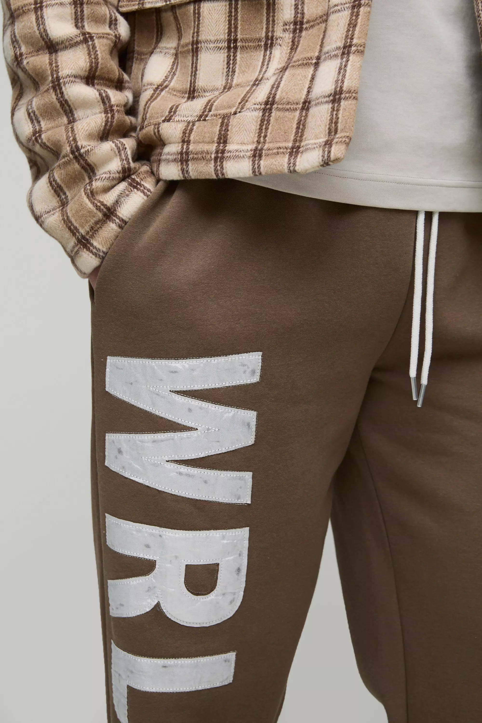 Brown Tall Relaxed Satin Applique WRLDWD Joggers alternative image