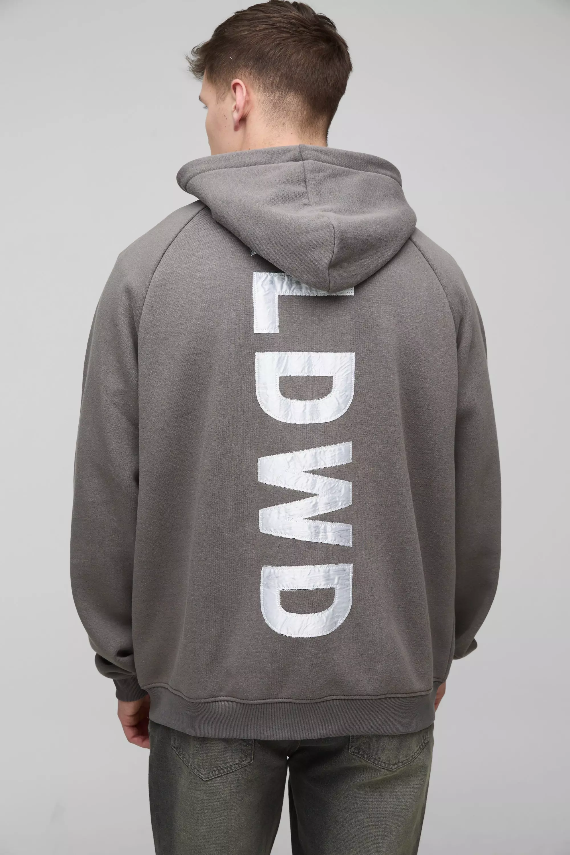 Tall - Sweat à capuche oversize zippé satiné, Charcoal autre image