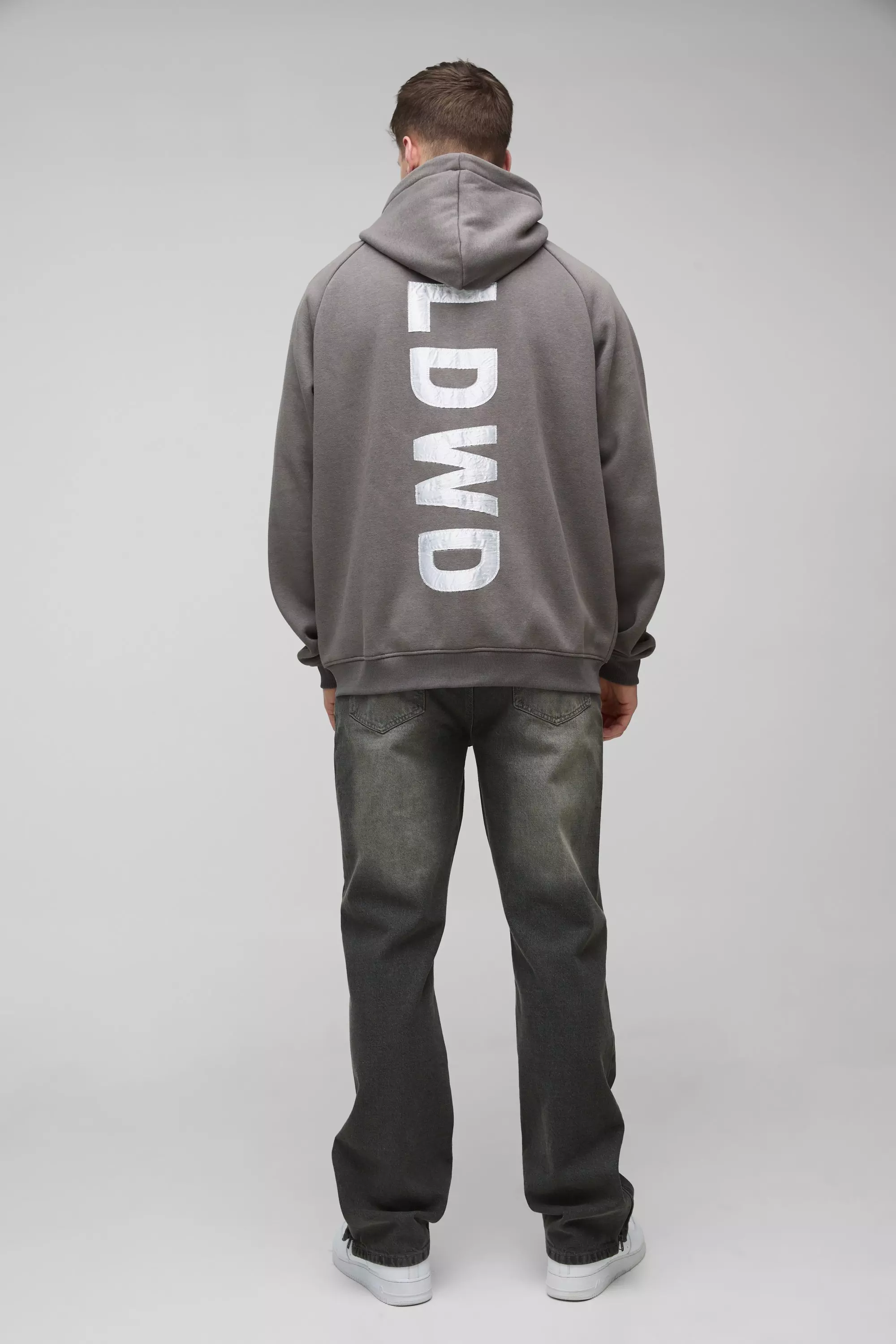 Tall - Sweat à capuche oversize zippé satiné, Charcoal autre image