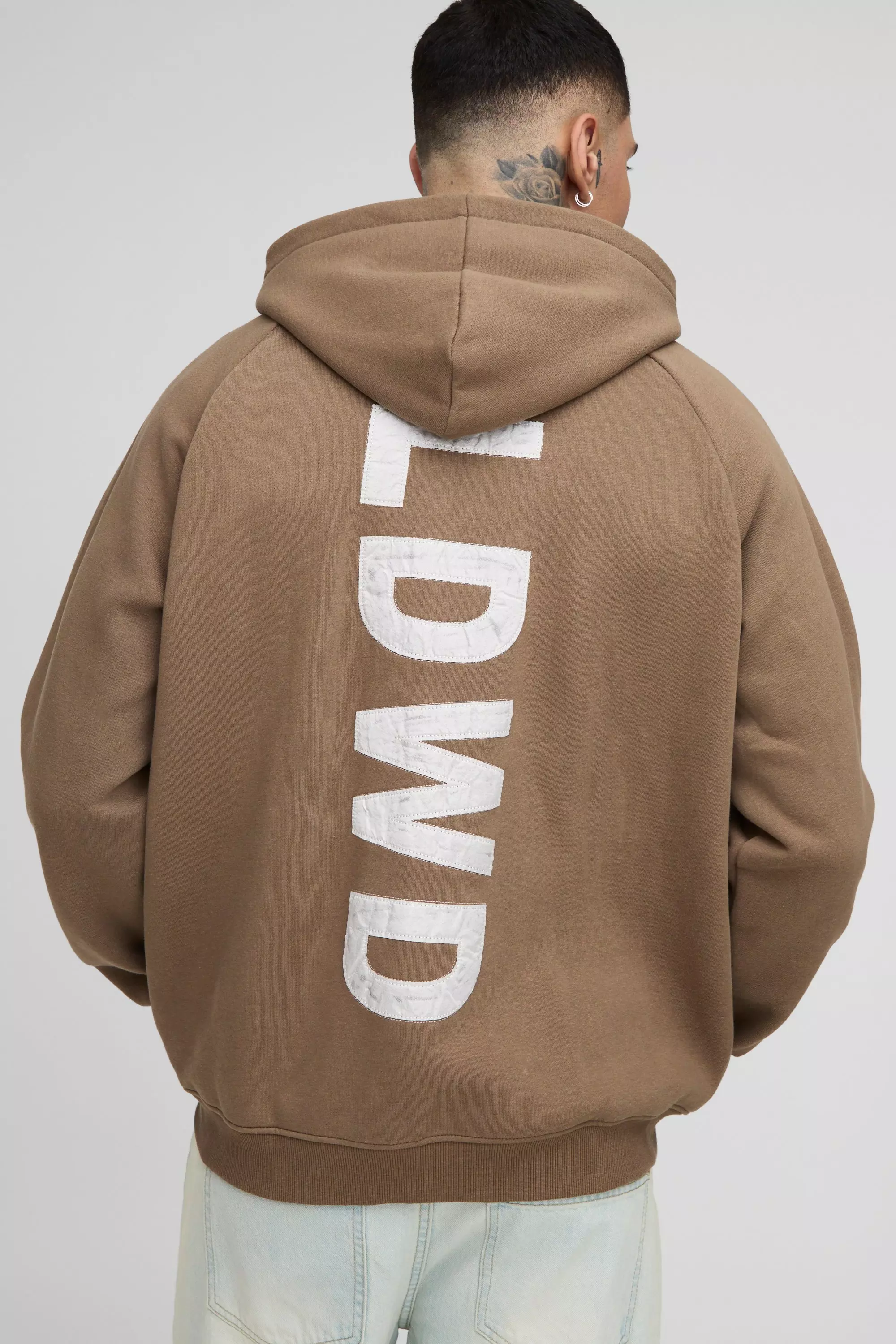 Tall - Sweat à capuche oversize zippé satiné, Brown autre image