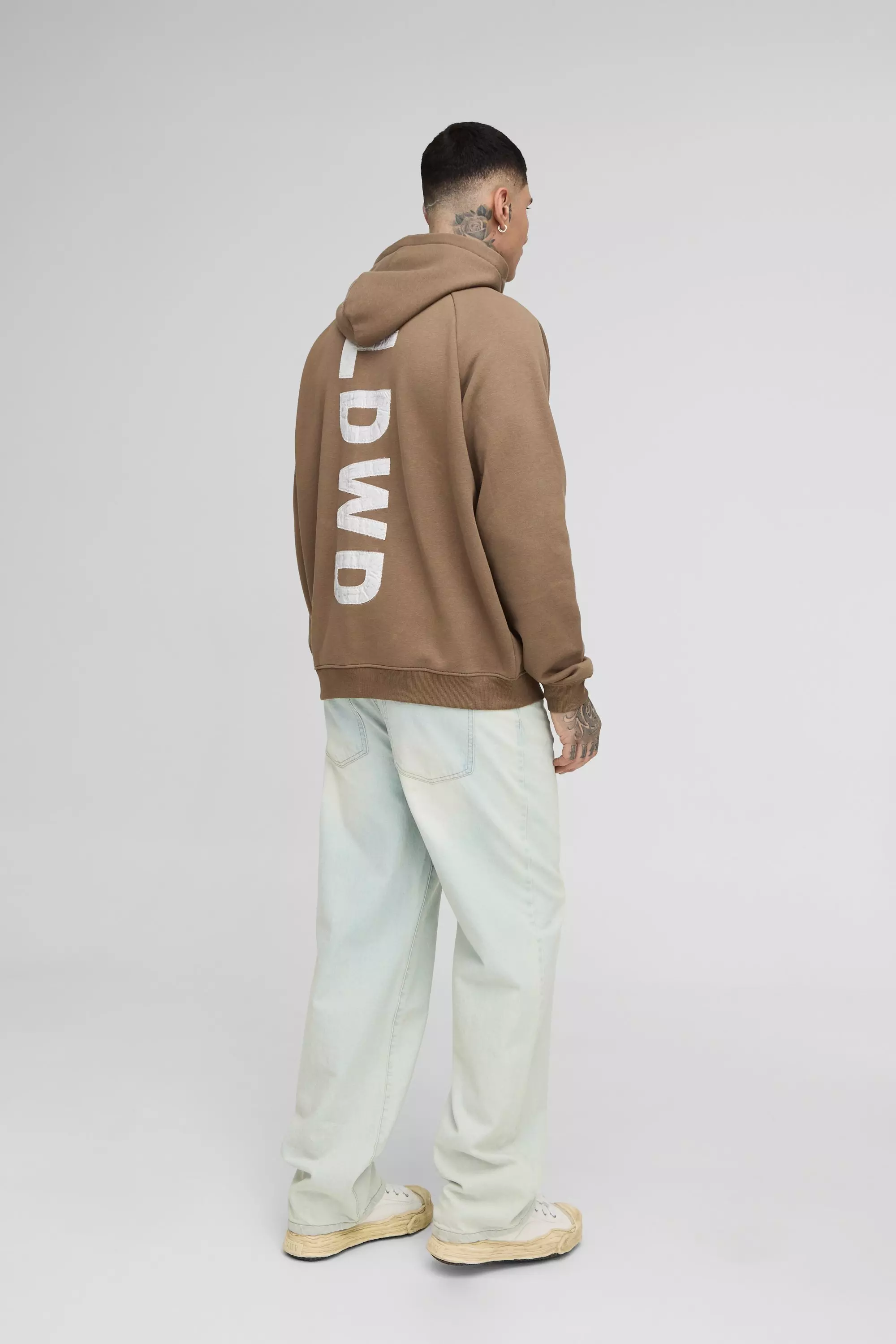 Tall - Sweat à capuche oversize zippé satiné, Brown autre image