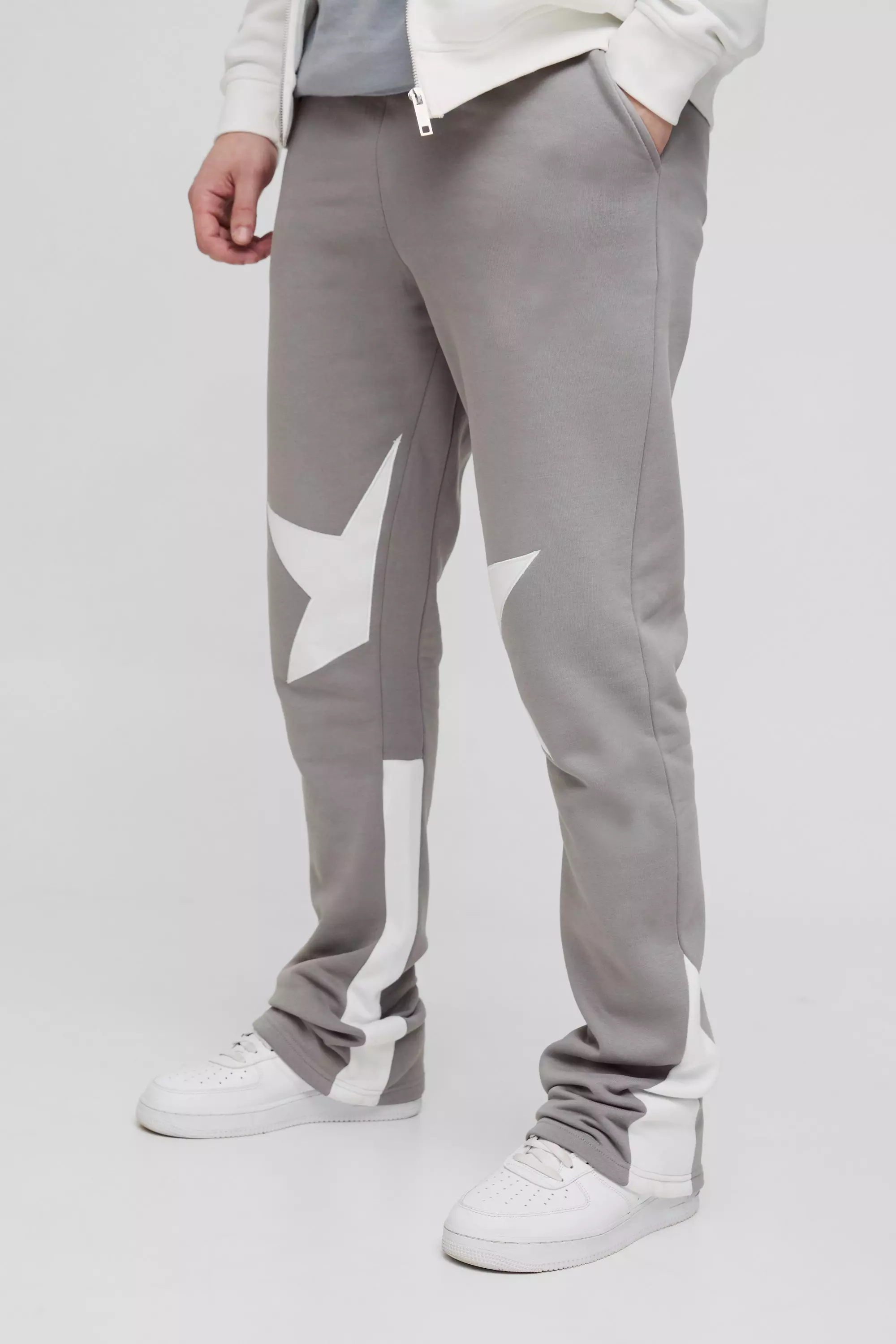 Tall Applique Slim Star Gusset Sweatpants Charcoal