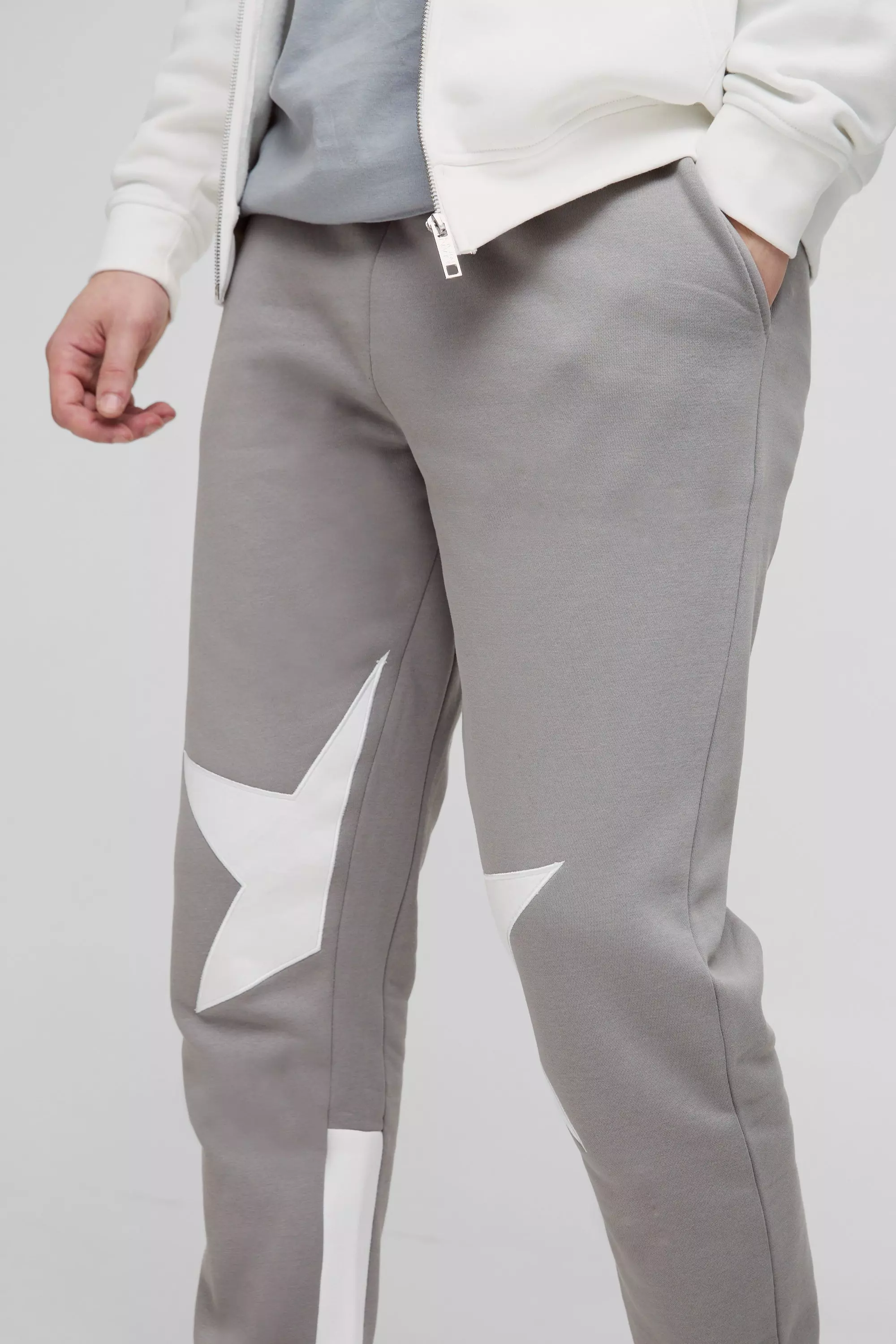 Charcoal Tall Applique Slim Star Gusset Sweatpants alternative image
