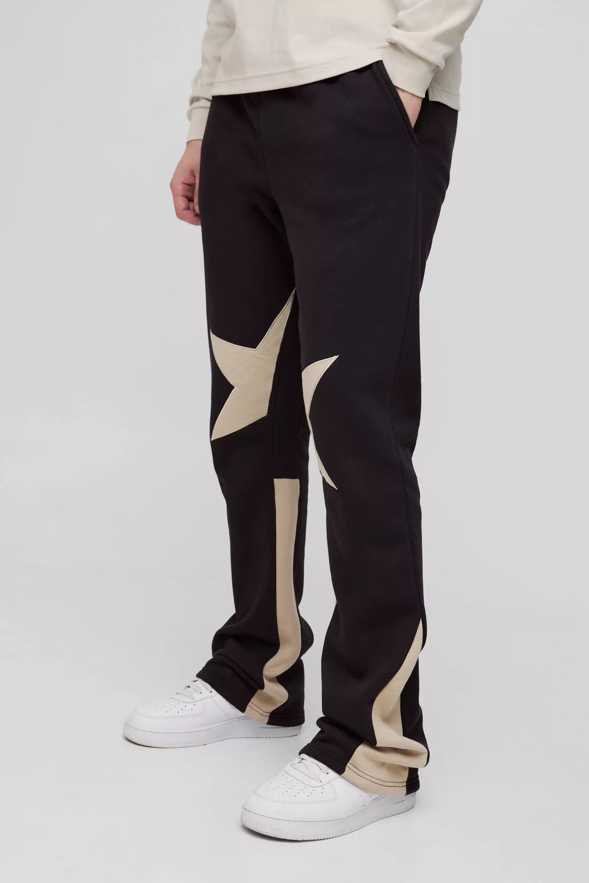 Tall Applique Slim Star Gusset Jogger Black