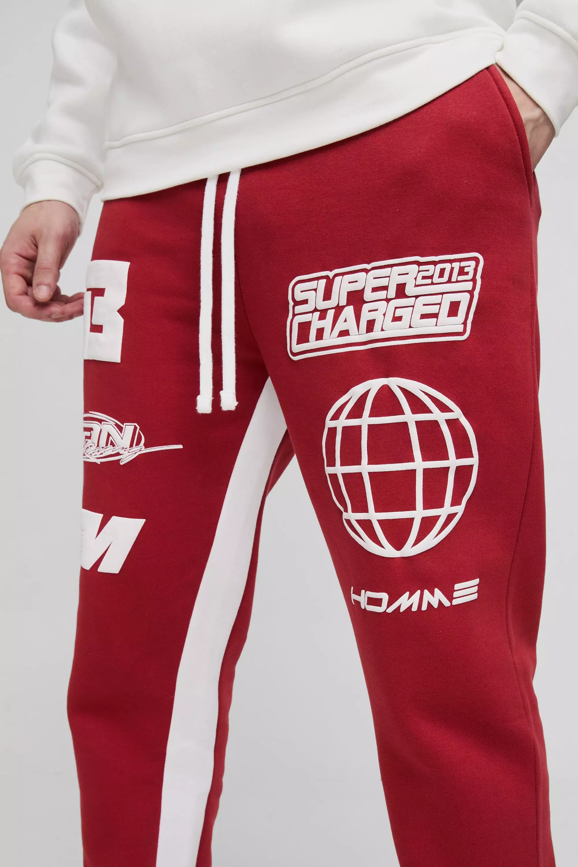 Red Tall Puff Print Slim Flare Stacked Gusset Joggers alternative image