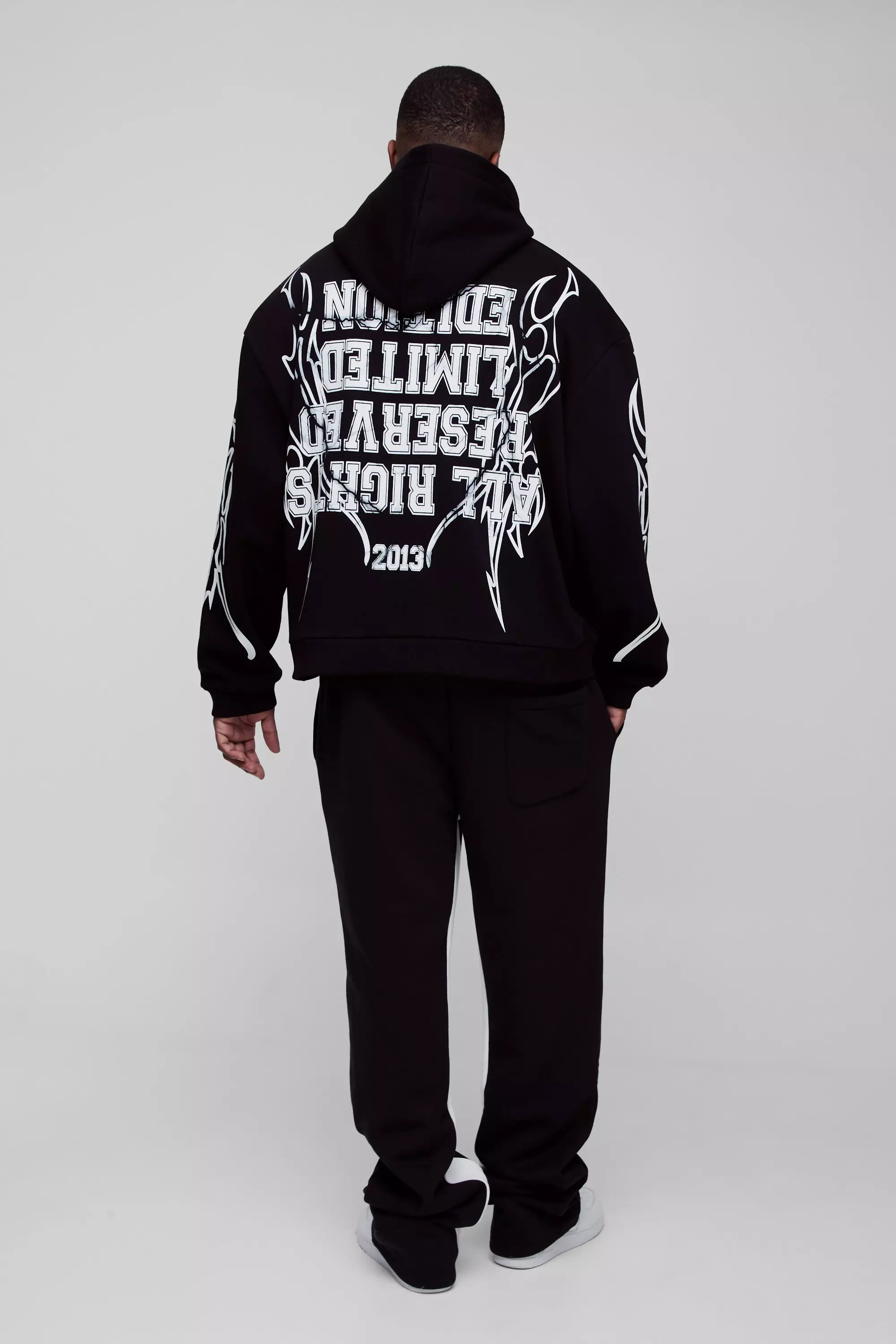 Black Plus Puff Print Slim Flare Stacked Gusset Joggers alternative image