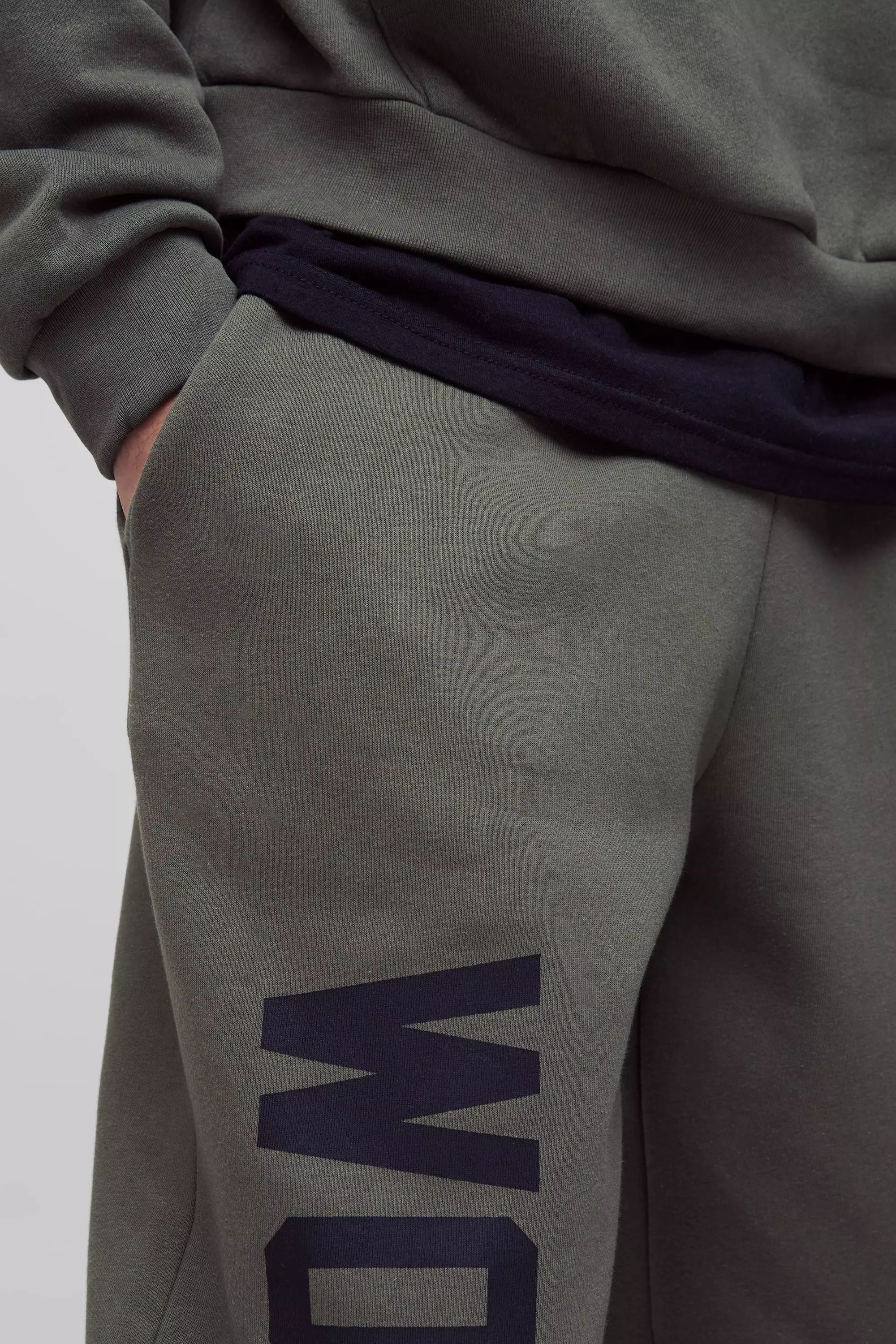 Khaki Wide Leg Worldwide Print Sweatpants alternative image