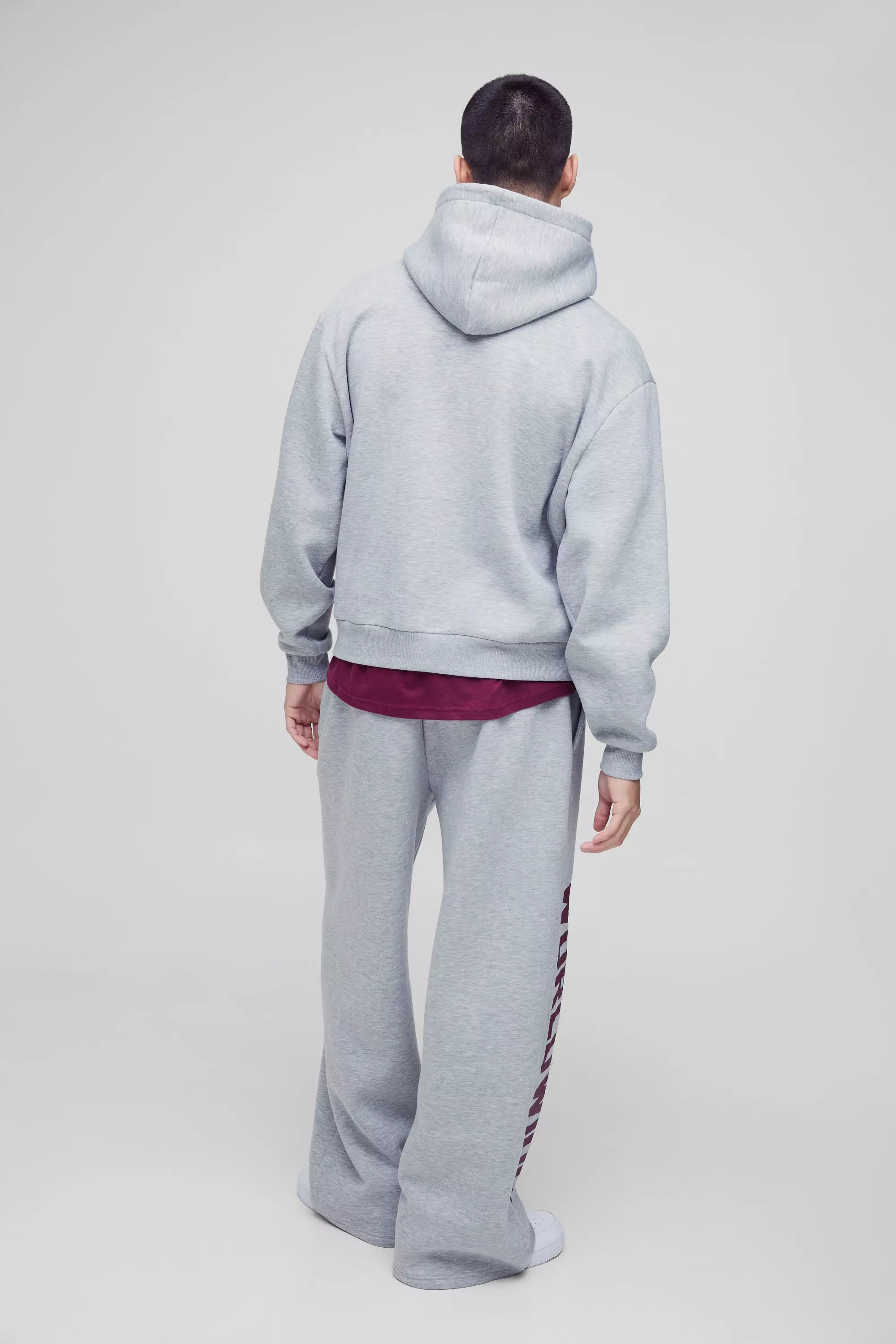Grey marl Oversized Boxy Worldwide Print Hoodie alternative image
