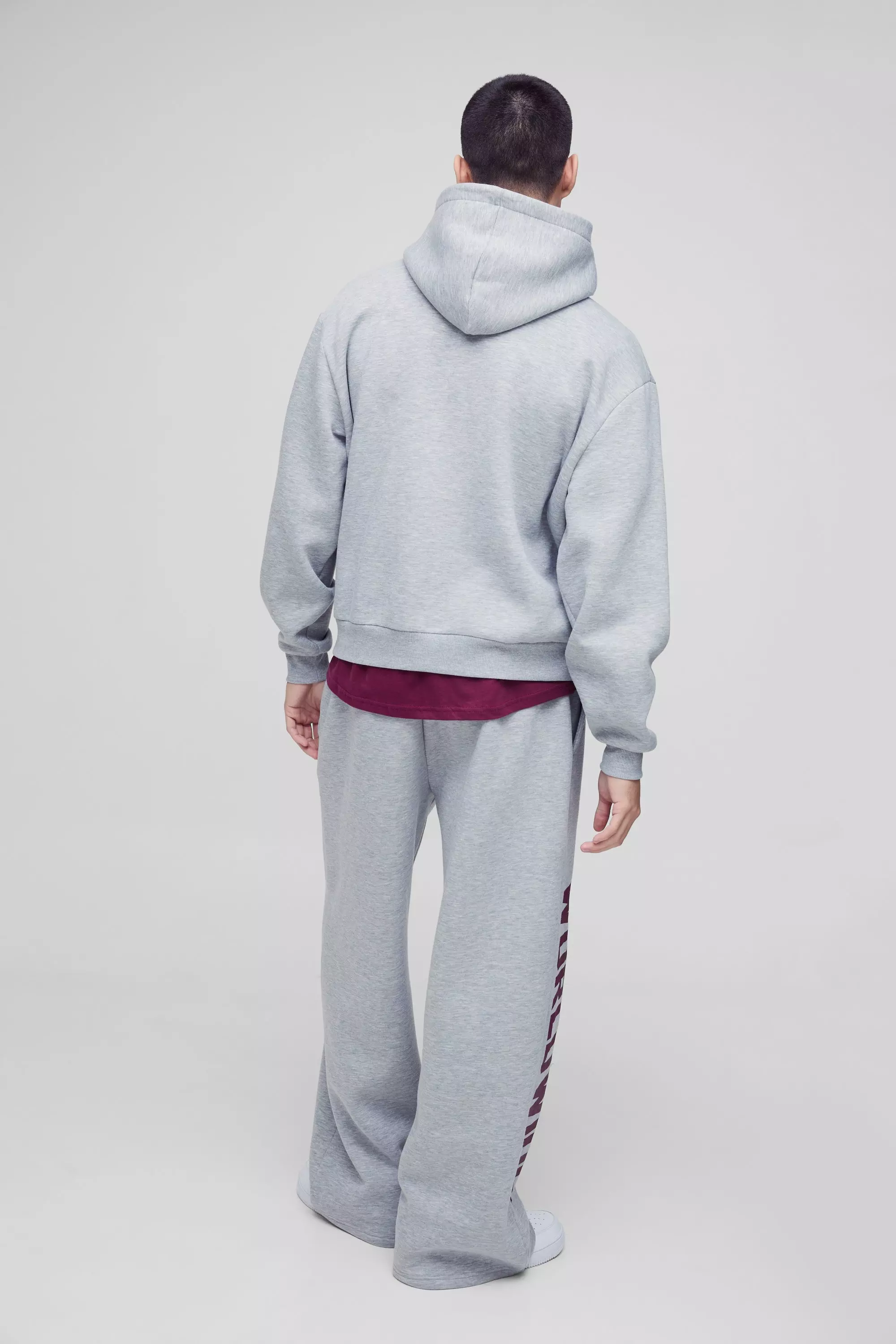 Grey marl Wide Leg Worldwide Print Sweatpants alternative image