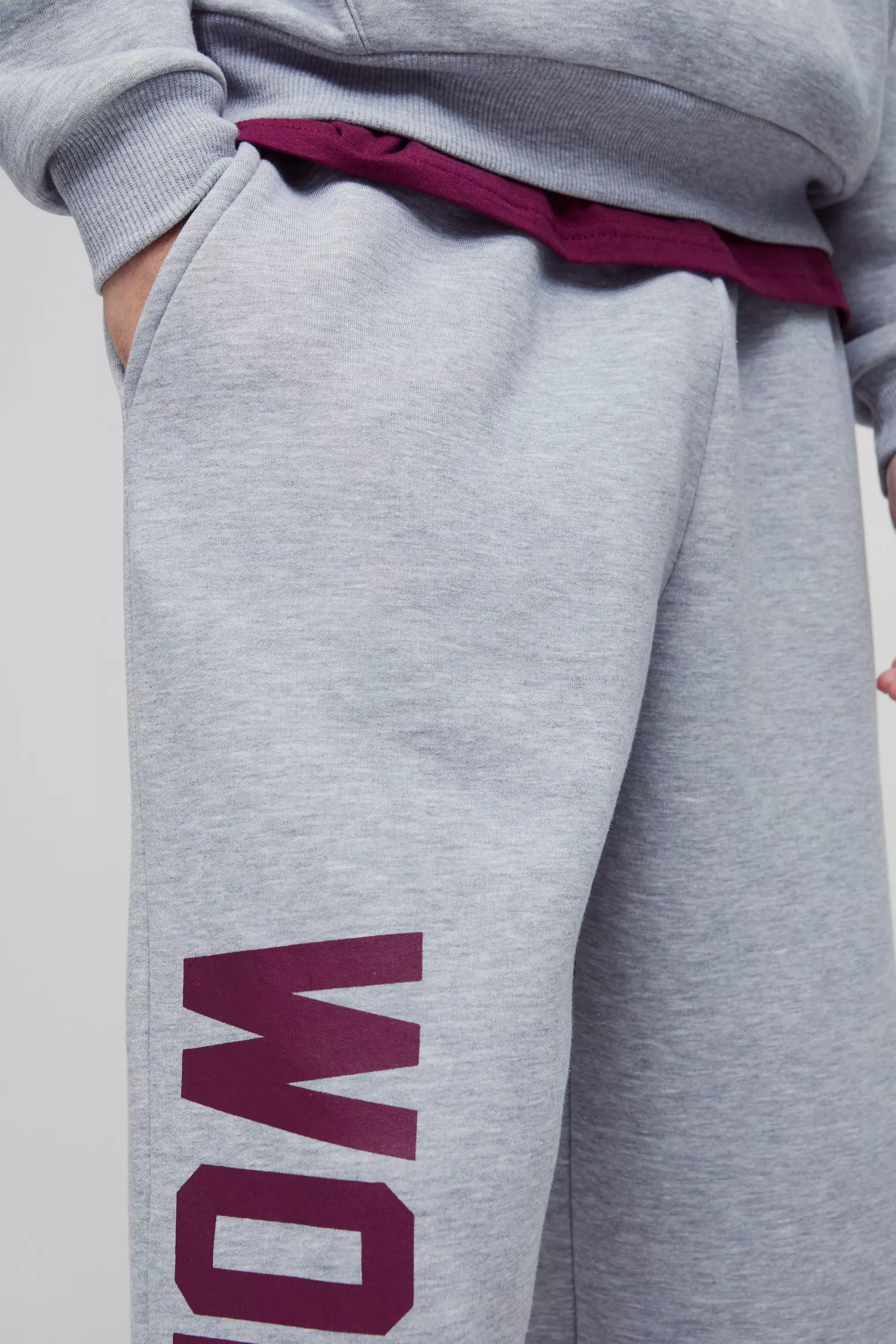 Grey marl Wide Leg Worldwide Print Sweatpants alternative image