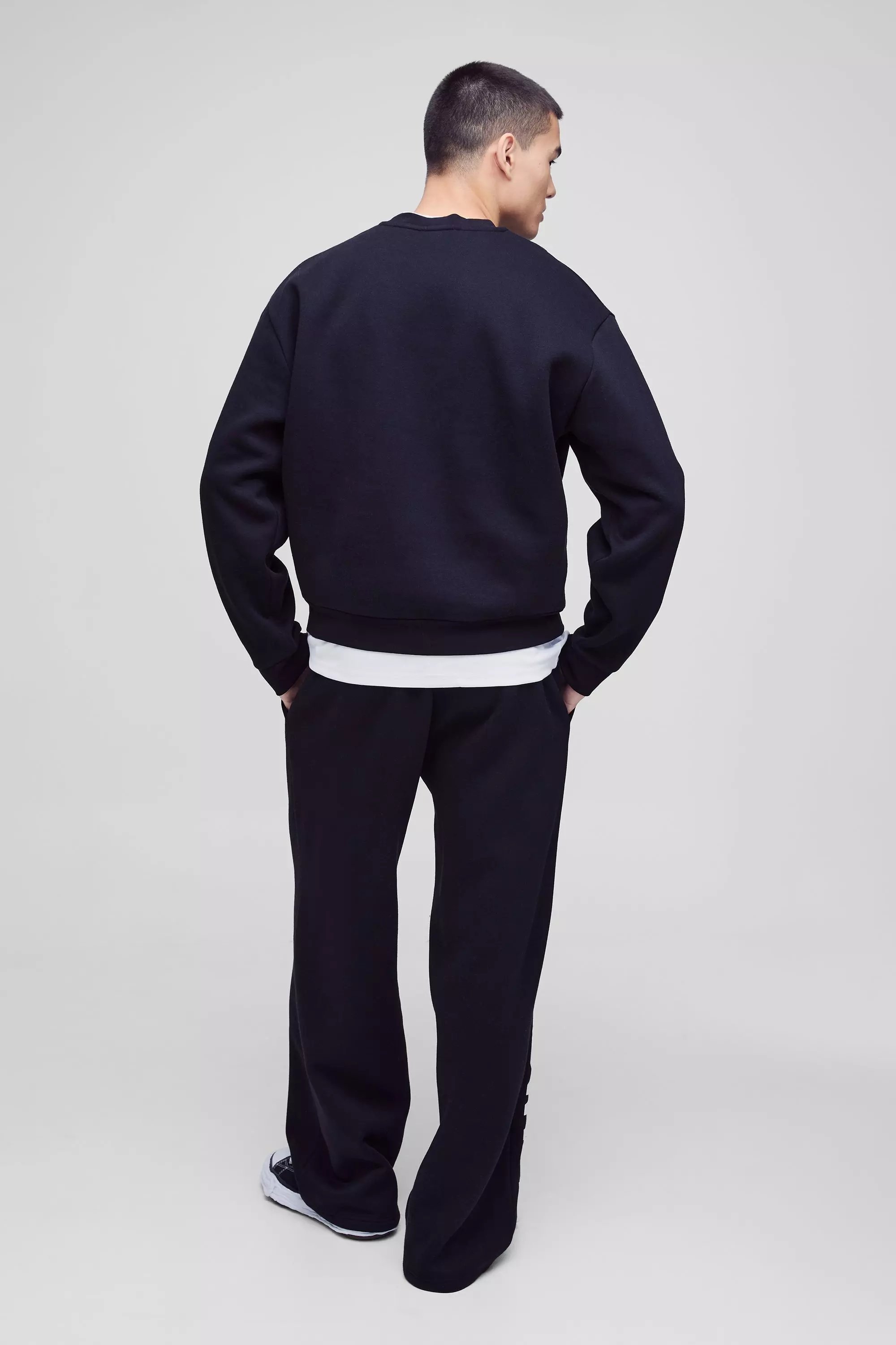 Felpa Squadrata Oversize Con Stampa Worldwide, Black immagine alternativa