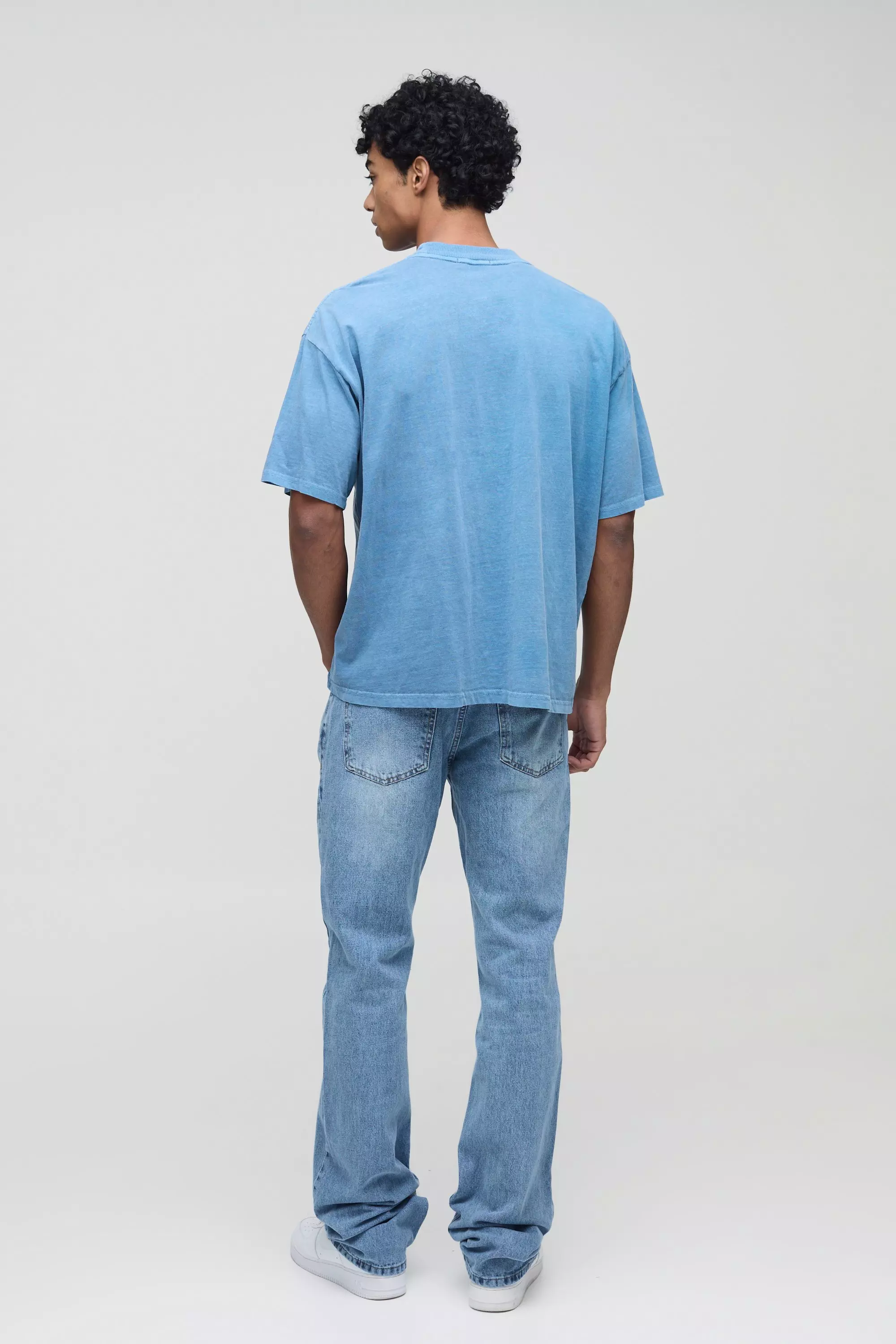 Light blue Slim Flared Stacked Washed Jeans alternative image